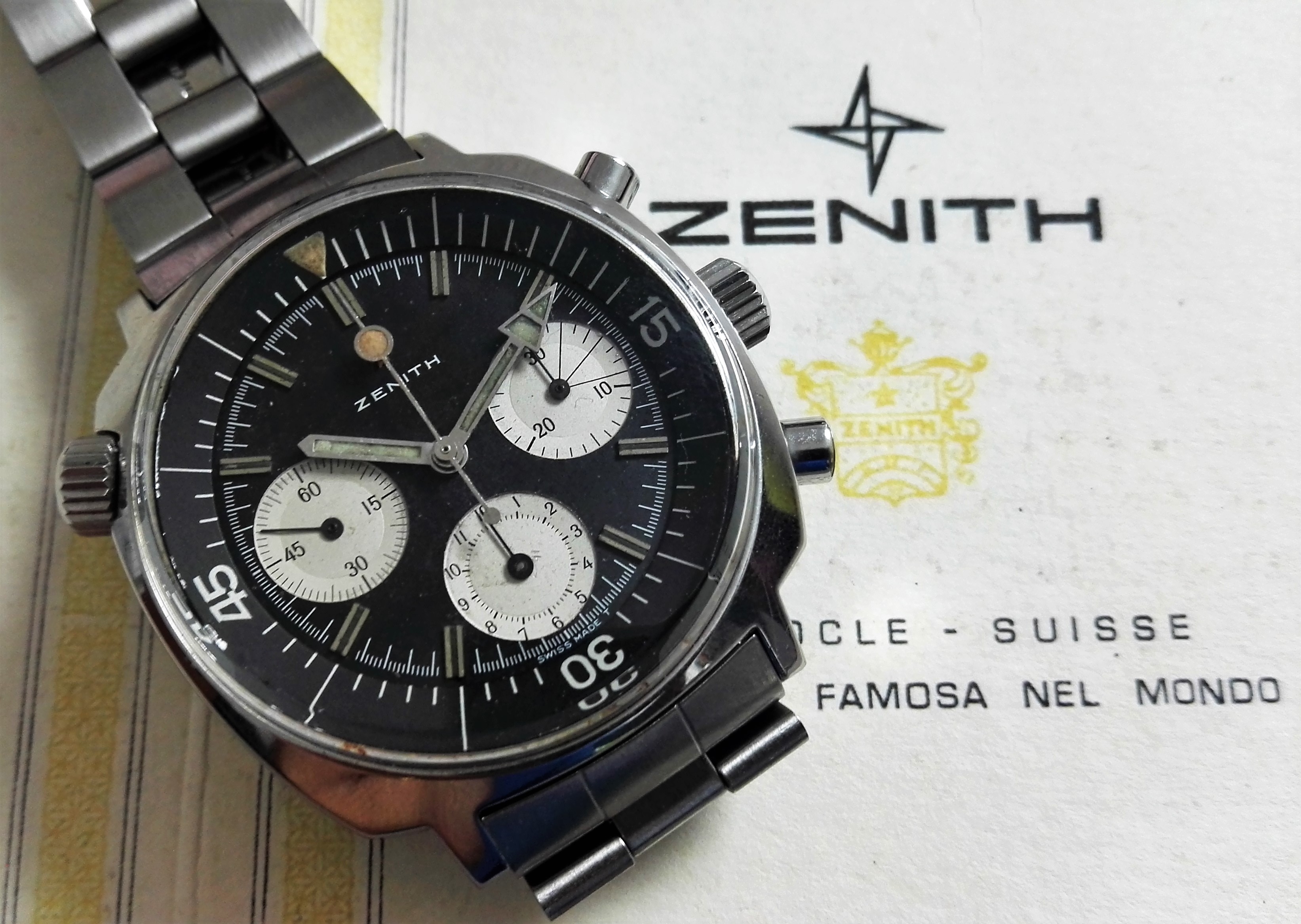 Zenith Super Sub Sea Chronograph A3736 caliber 146hp GayFreres band | San Giorgio a Cremano