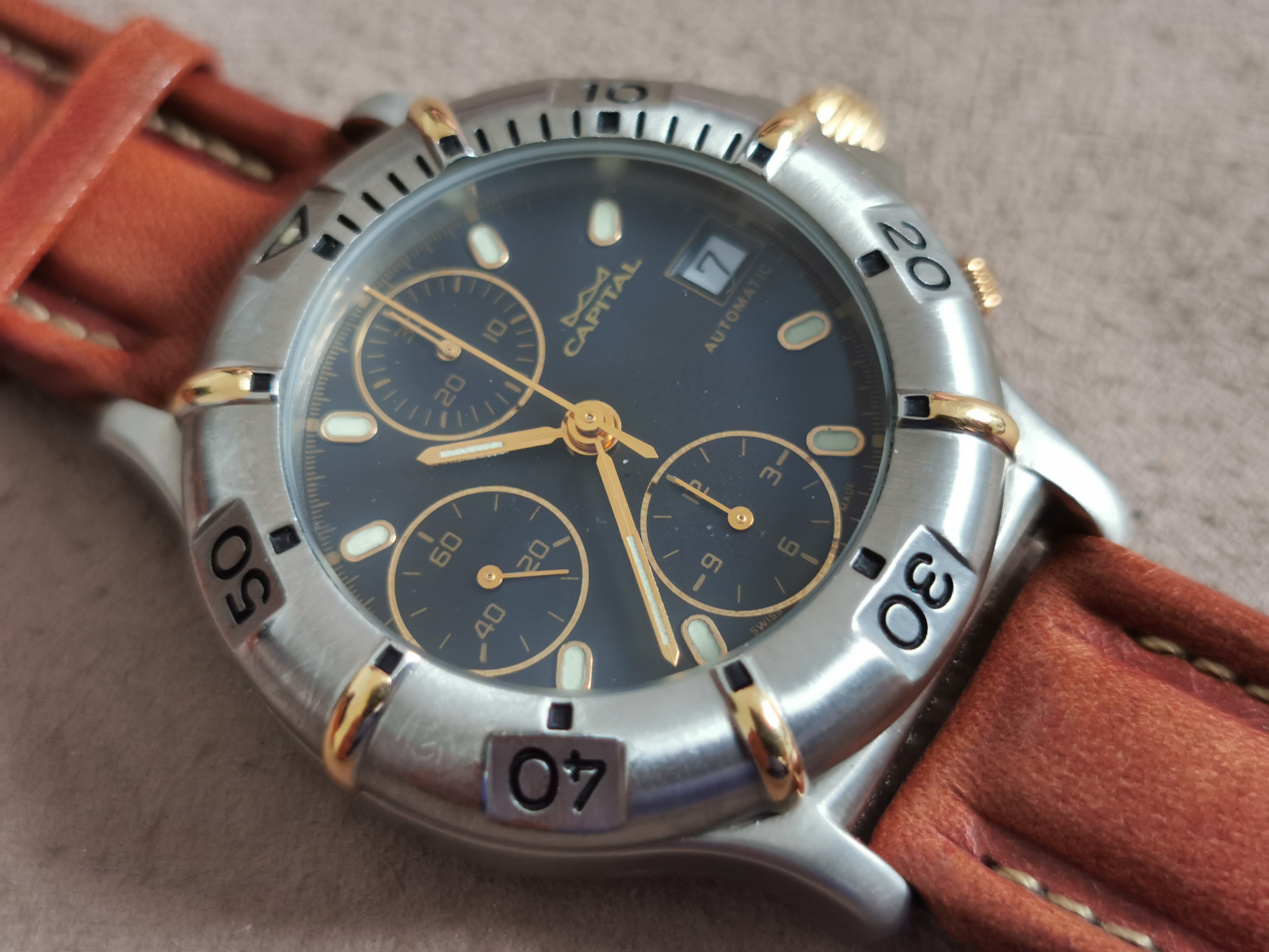 Anonimo Capital sport automatic chronograph valjoux 7750 mm 38 men's Swiss Made newoldstock | San Giorgio a Cremano