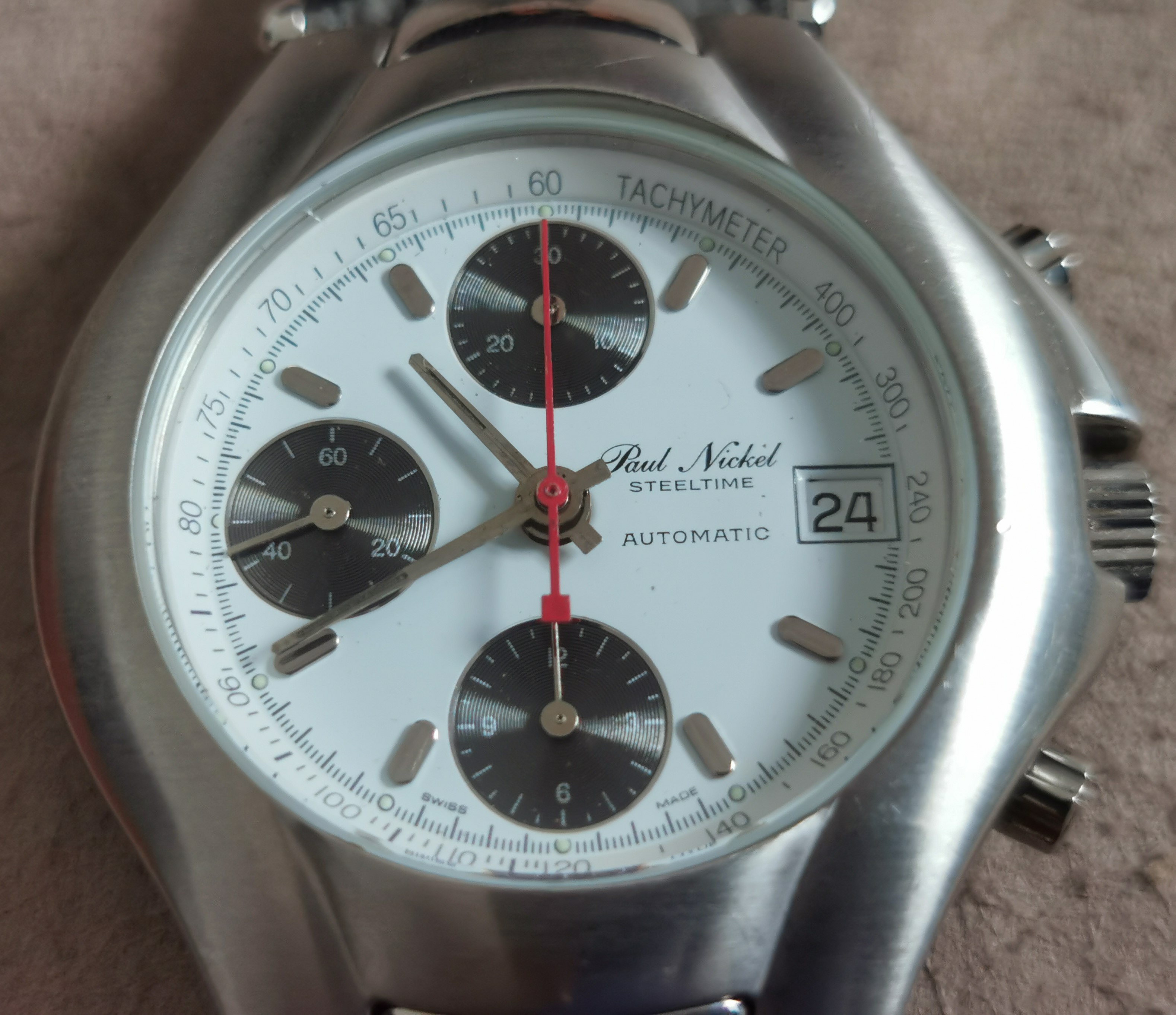 Anonimo Paul Nickel Big size sport automatic chronograph valjoux 7750 mm 42 men's Swiss Made newoldstock | San Giorgio a Cremano