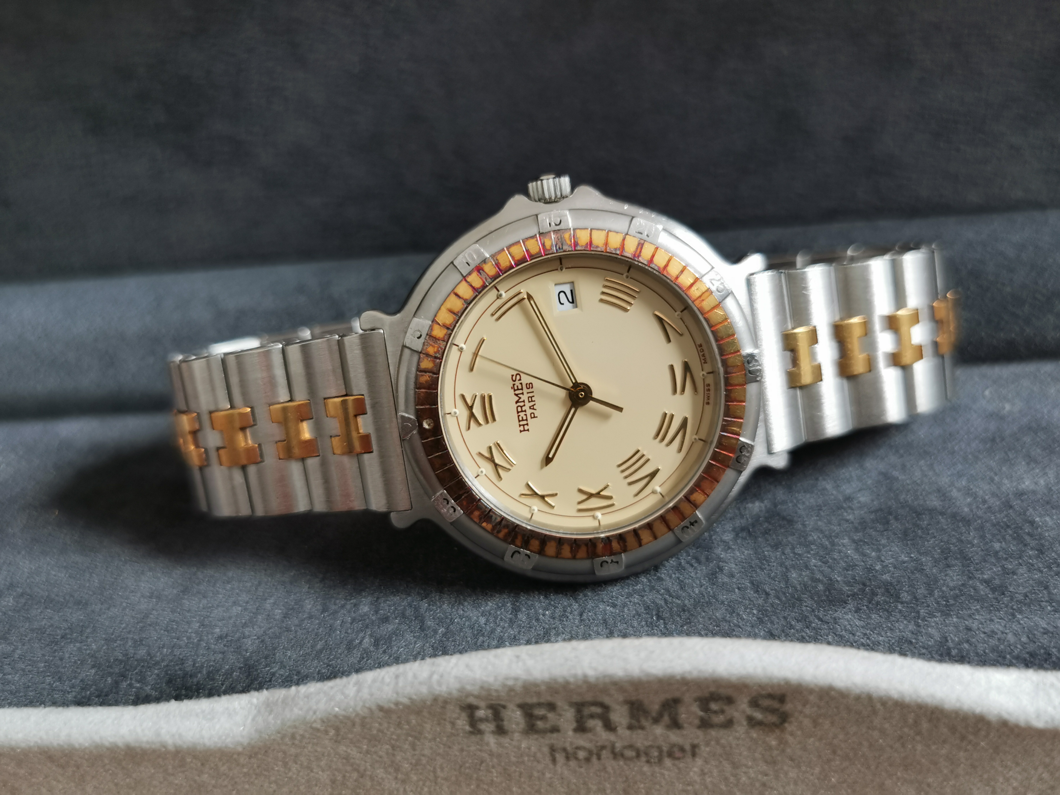 Hermès stainless steel and gold tone captain nemo wristwatch 36 mm full set | San Giorgio a Cremano