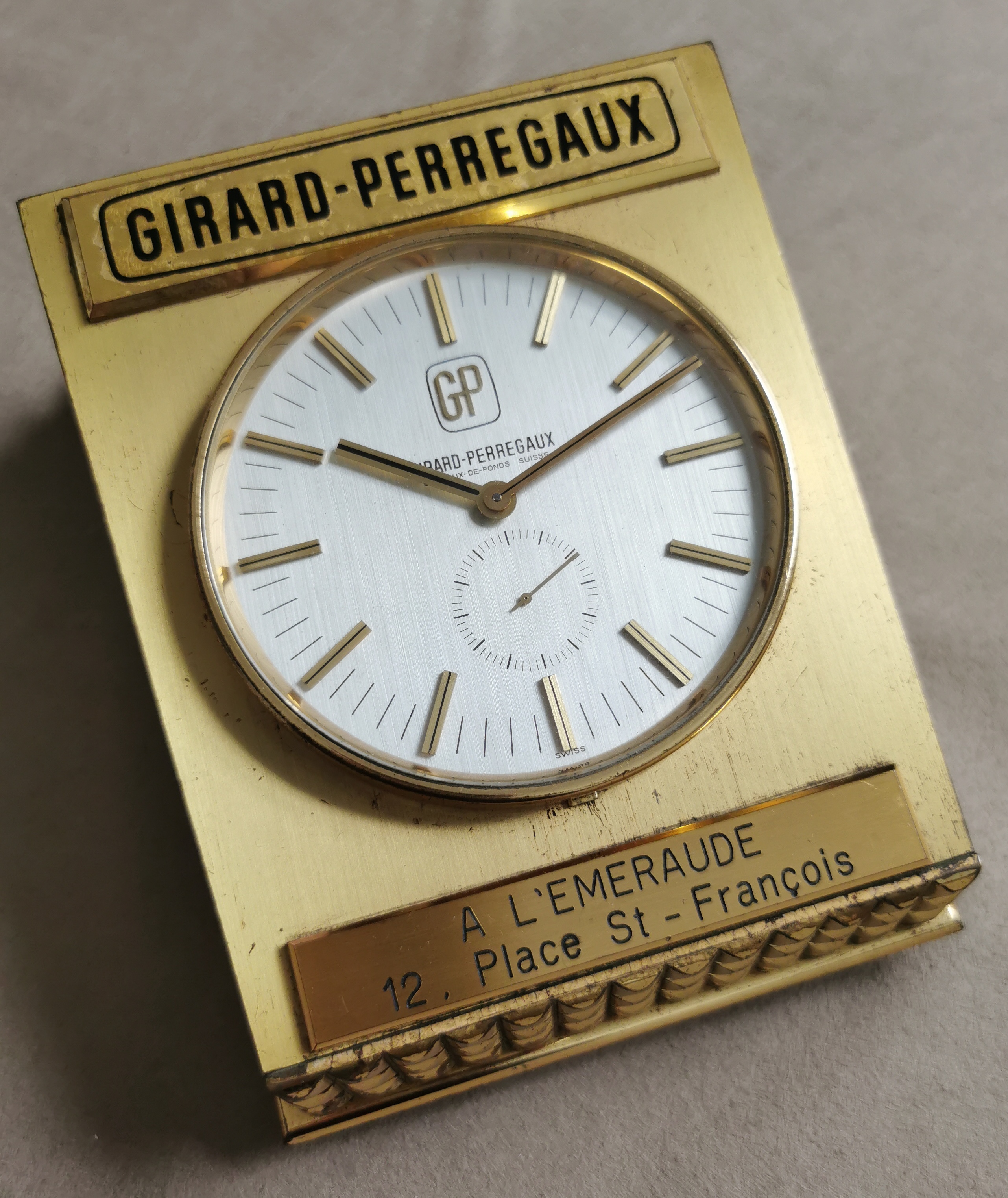 Girard Perregaux Solid Brass Case Table/Desk Electromechanical Clock Foe Swiss Distributor | San Giorgio a Cremano
