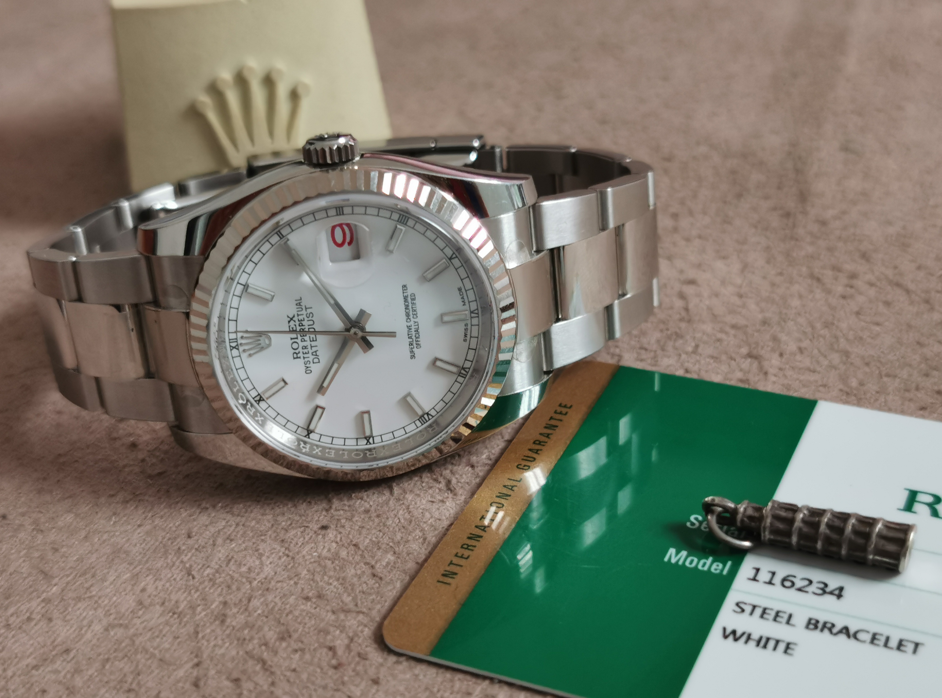 Rolex Datejust Datejust 36mm 116234 White Gold Bezel White Dial Oyster Bracelet Only Card 2019