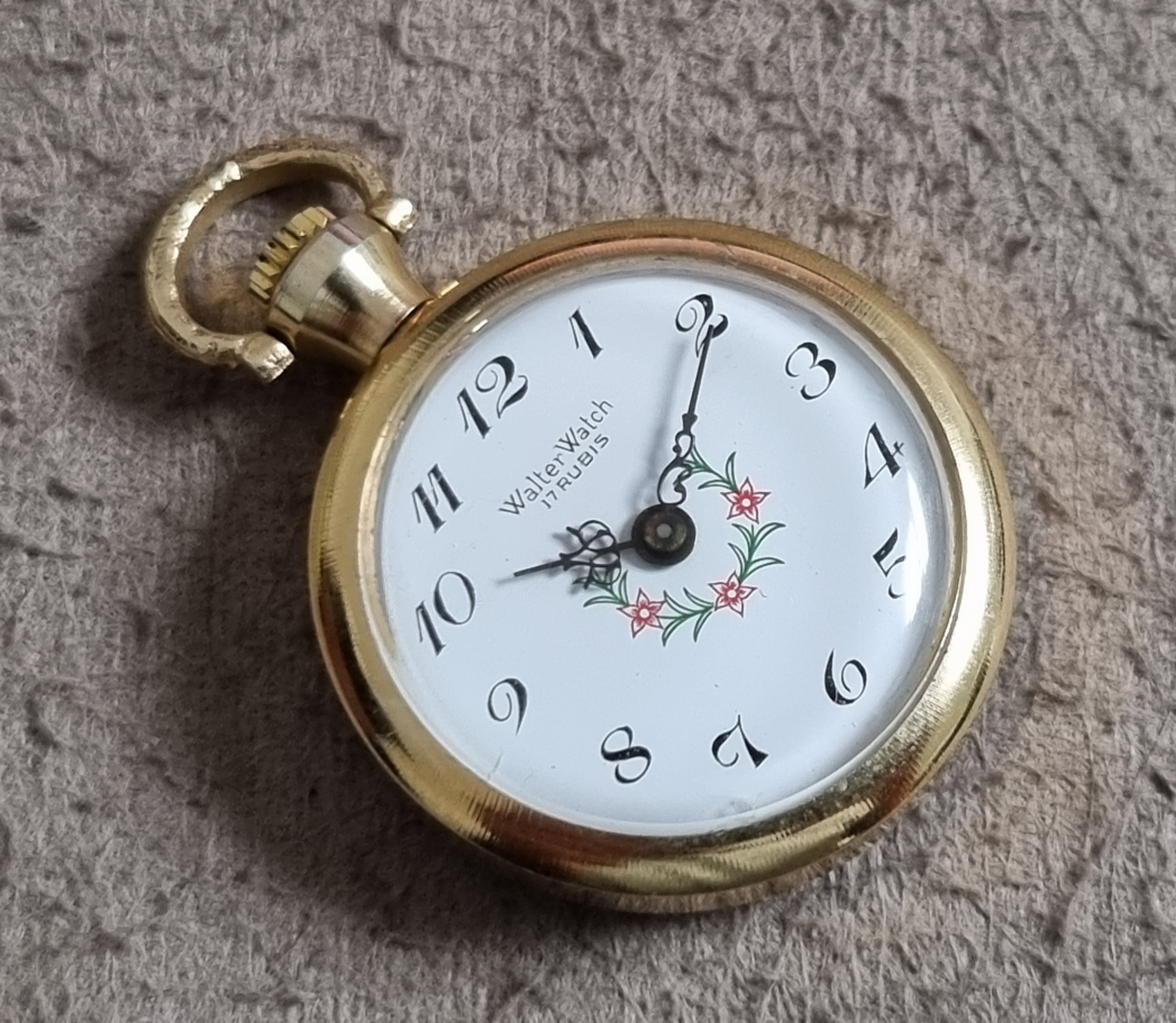 Anonimo Walter Watch Vintage pocket watch lady white floreal dial and romantic scene | San Giorgio a Cremano