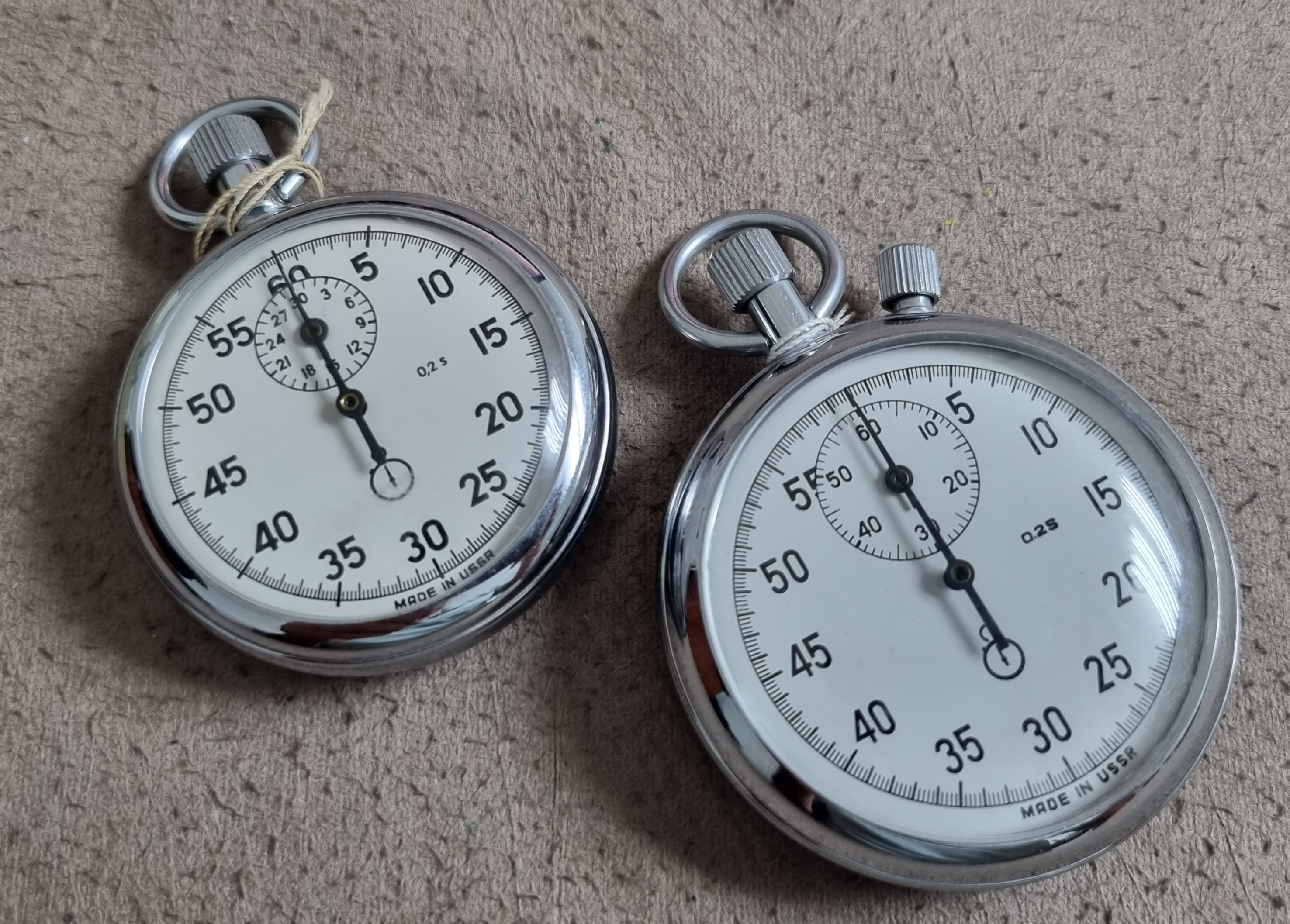 Anonimo Vintage pair Mechanical 0,2s Stopwatch - Made in USSR - Good Working Order - Newoldstock | San Giorgio a Cremano