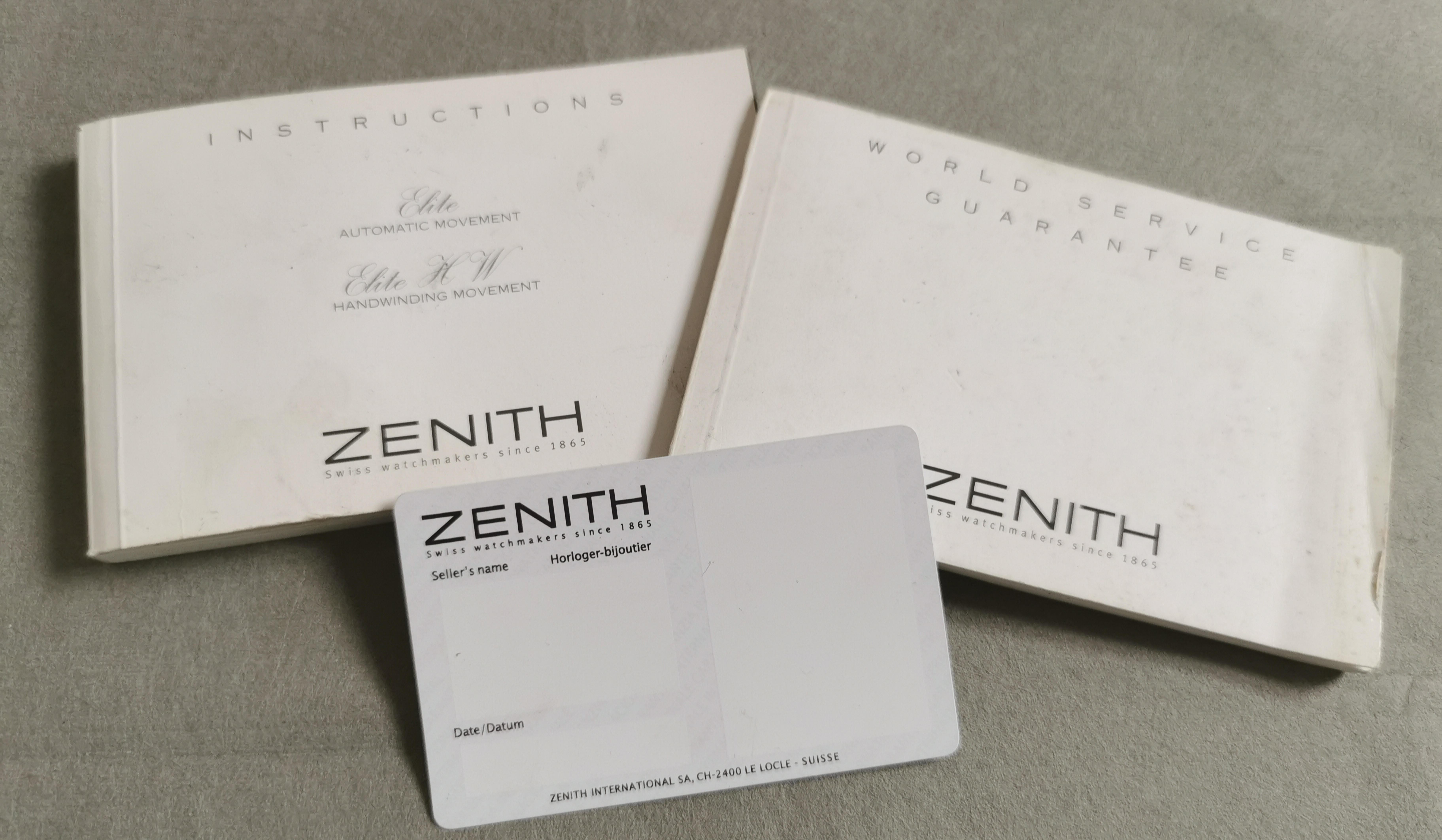 Zenith Vintage Kit Warranty Card Blank And Booklets For Elite Or Elite HW Models | San Giorgio a Cremano