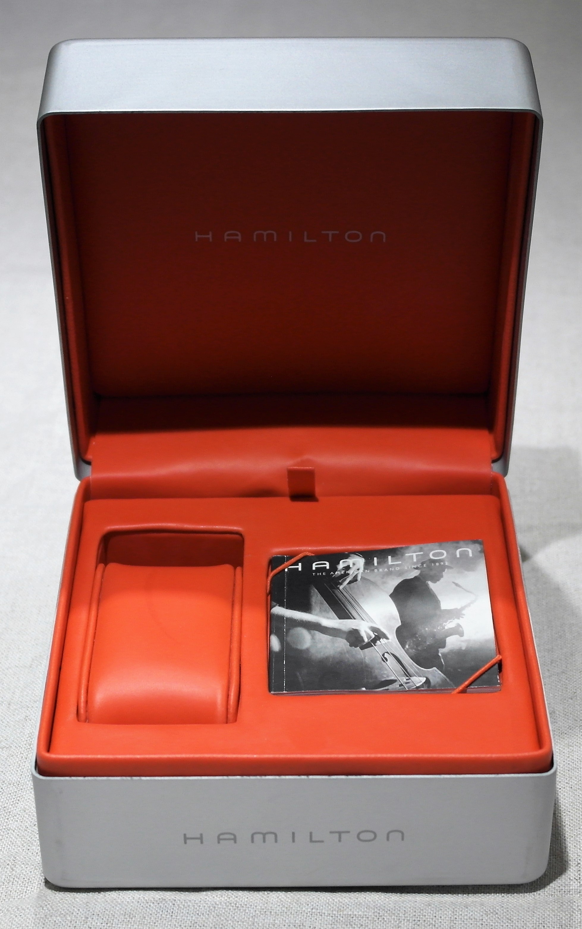 Hamilton vintage aluminum watch box for any models complete booklet no outer box good condition | San Giorgio a Cremano