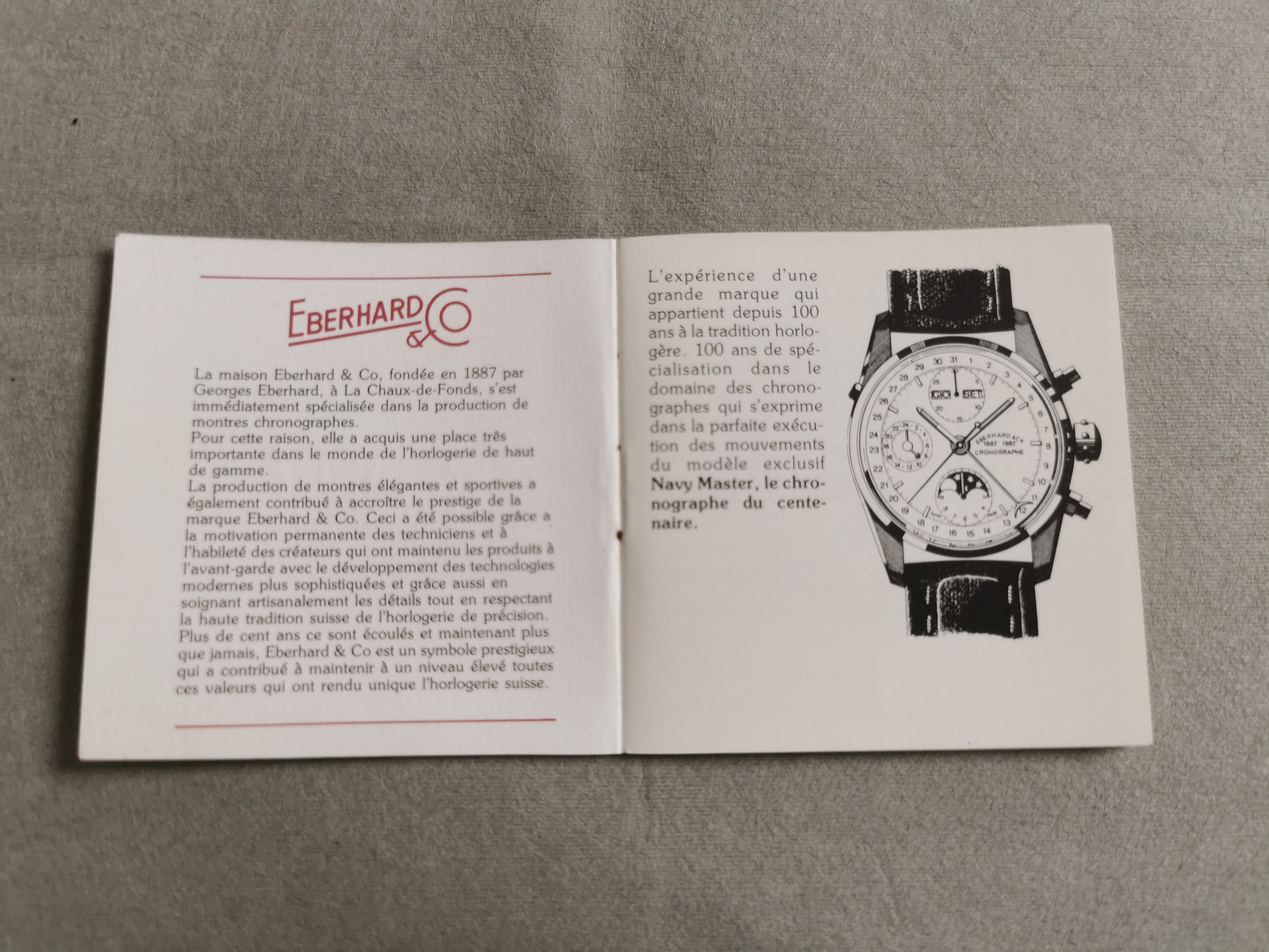 Eberhard & Co. Instruction booklet for Navymaster 31111/32112/30030 chrono centenary newoldstock | San Giorgio a Cremano