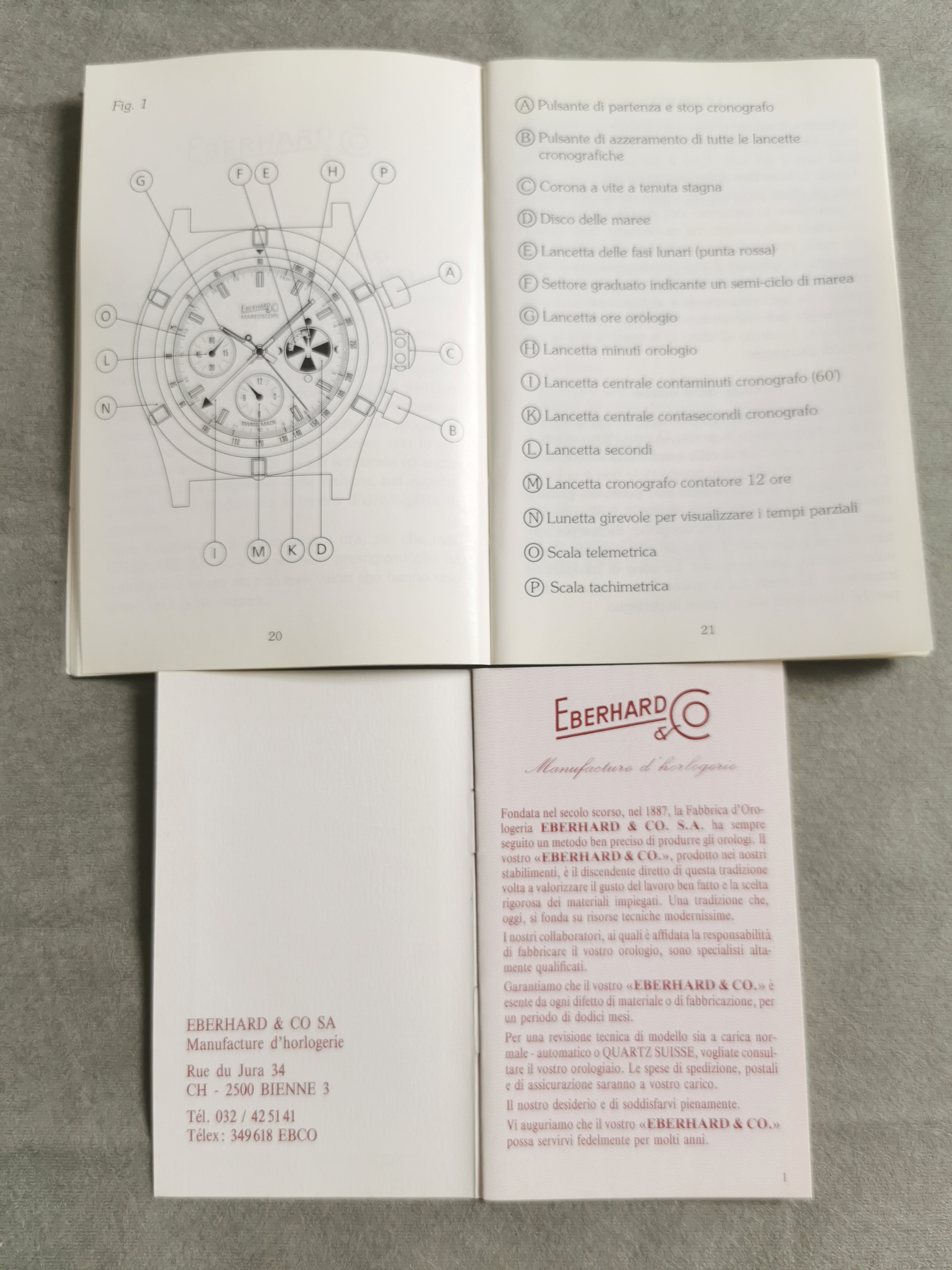 Eberhard & Co. vintage kit warranty and booklet for Mareoscope 31024 newoldstock condition | San Giorgio a Cremano