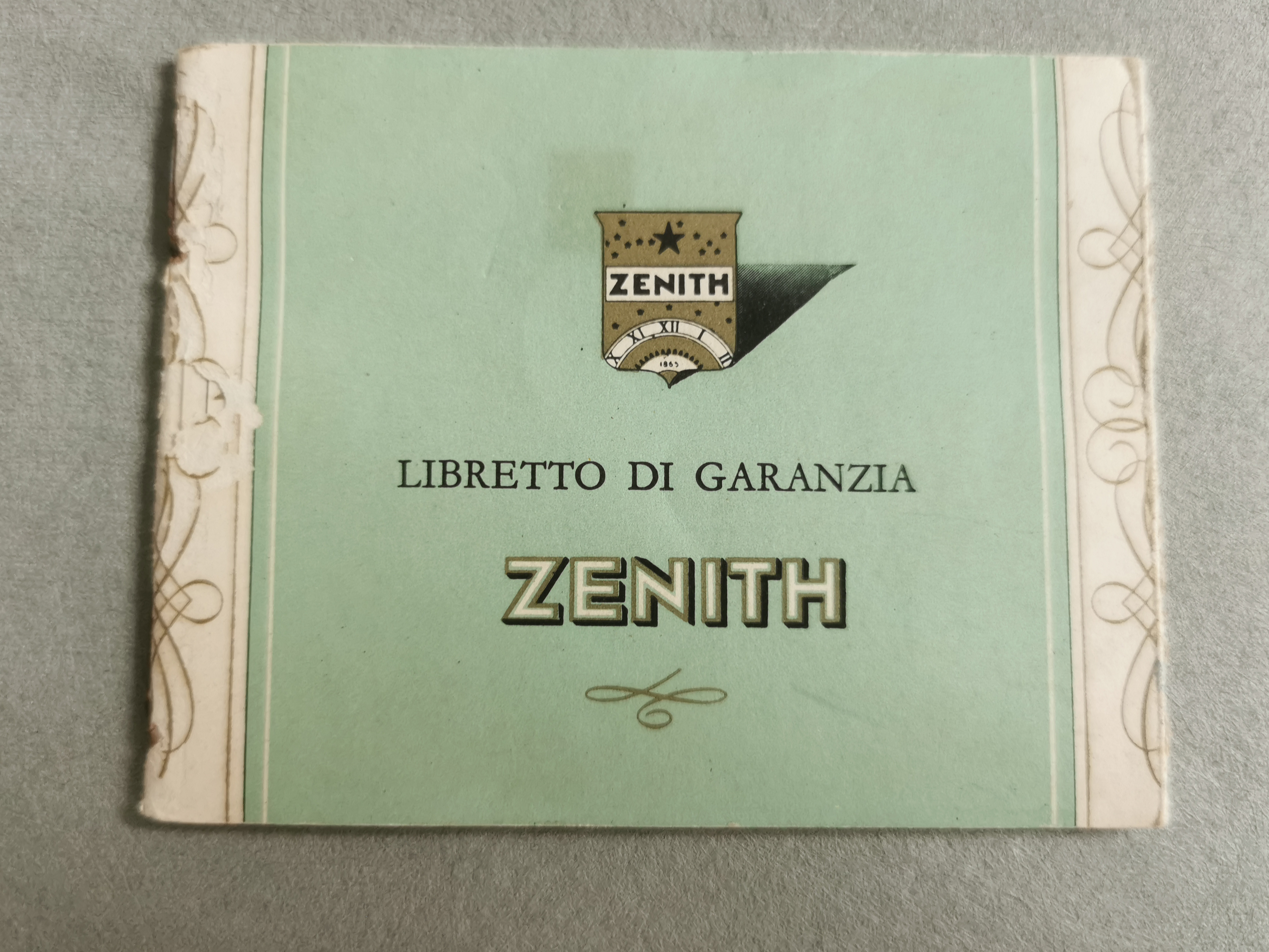Zenith are vintage ligth green watch warranty booklet for steel models signed and stamped 1957 | San Giorgio a Cremano