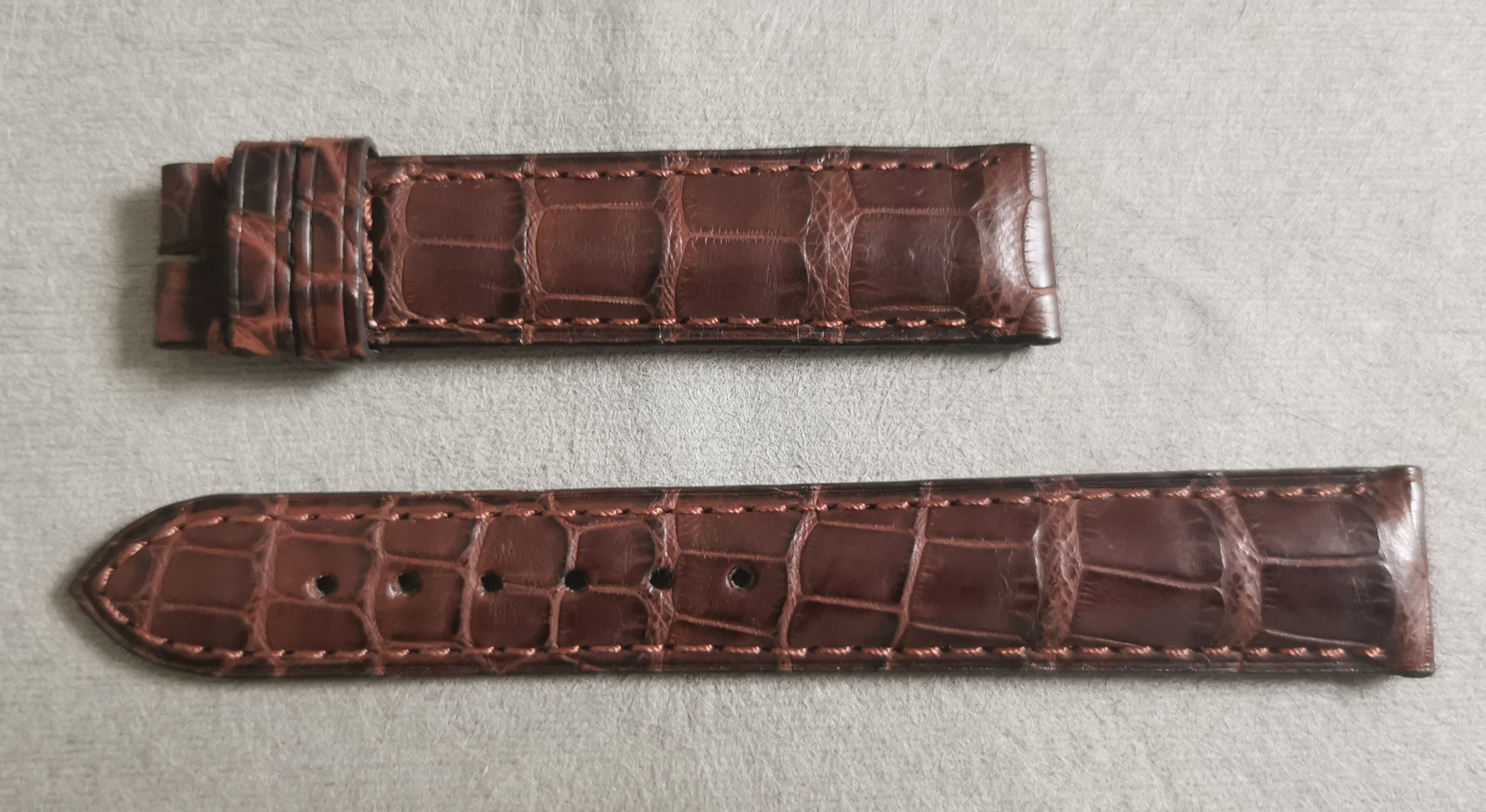 Alfred Dunhill vintage croco leather strap brown mm 16 - 14 newoldstock | San Giorgio a Cremano