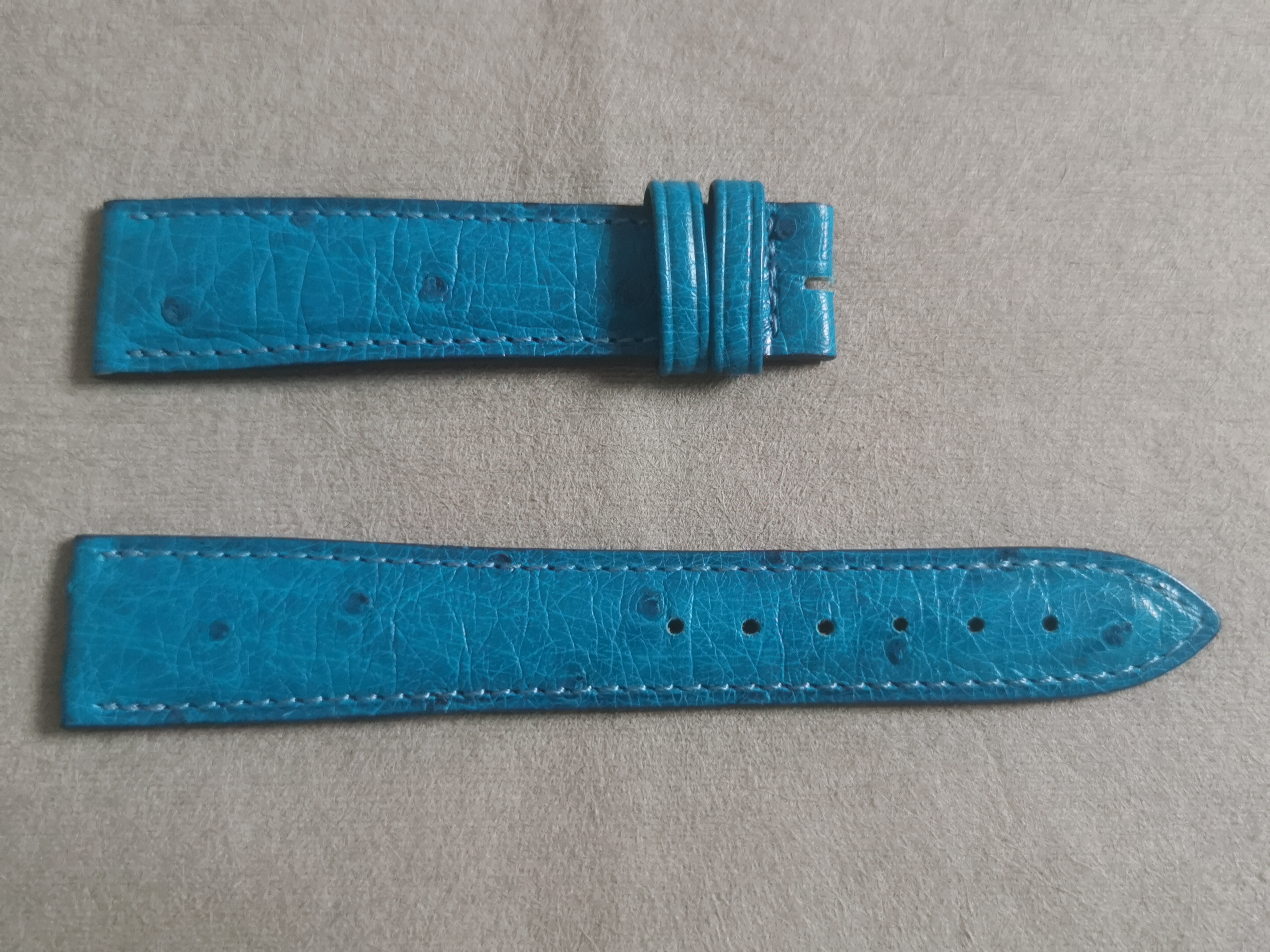 Jaeger-LeCoultre vintage ostrich ligth blue leather strap mm 19 - 16 newoldstock condition | San Giorgio a Cremano