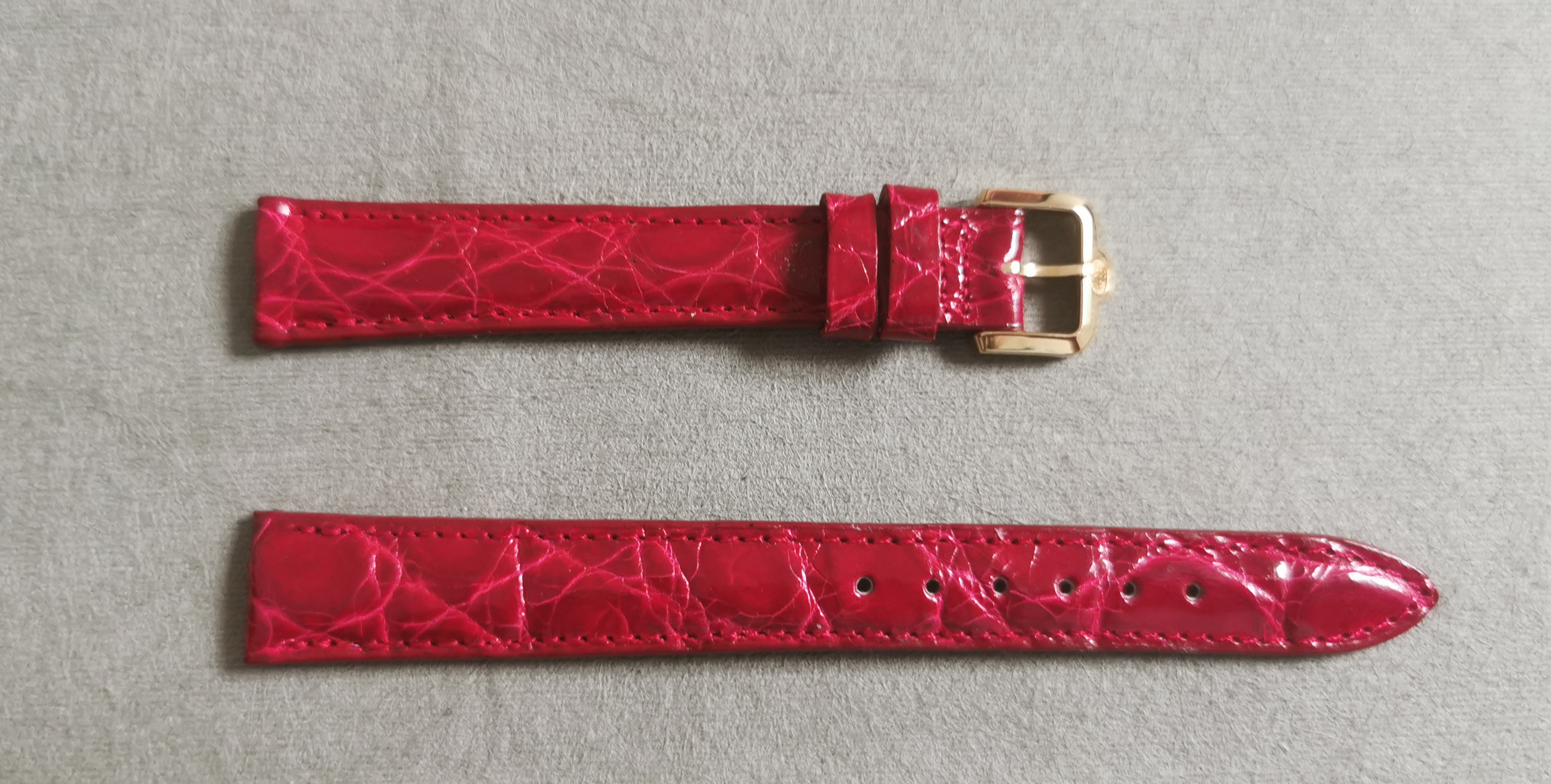 Paul Picot leather croco red strap mm 14/12 with gold plated buckle newoldstock condition | San Giorgio a Cremano