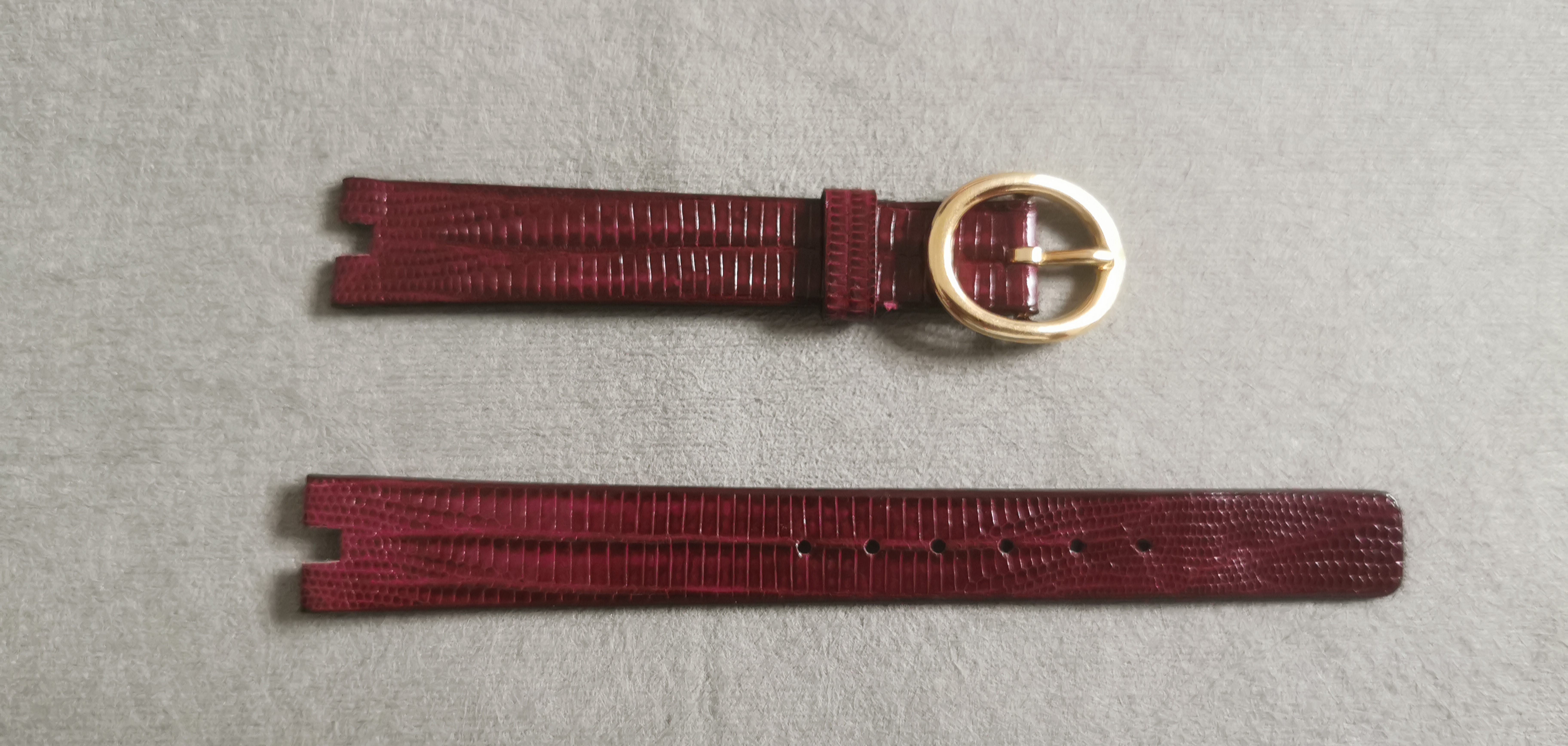 Paul Picot lizard leather burgundy strap mm 12/11 with gold plated buckle nos | San Giorgio a Cremano