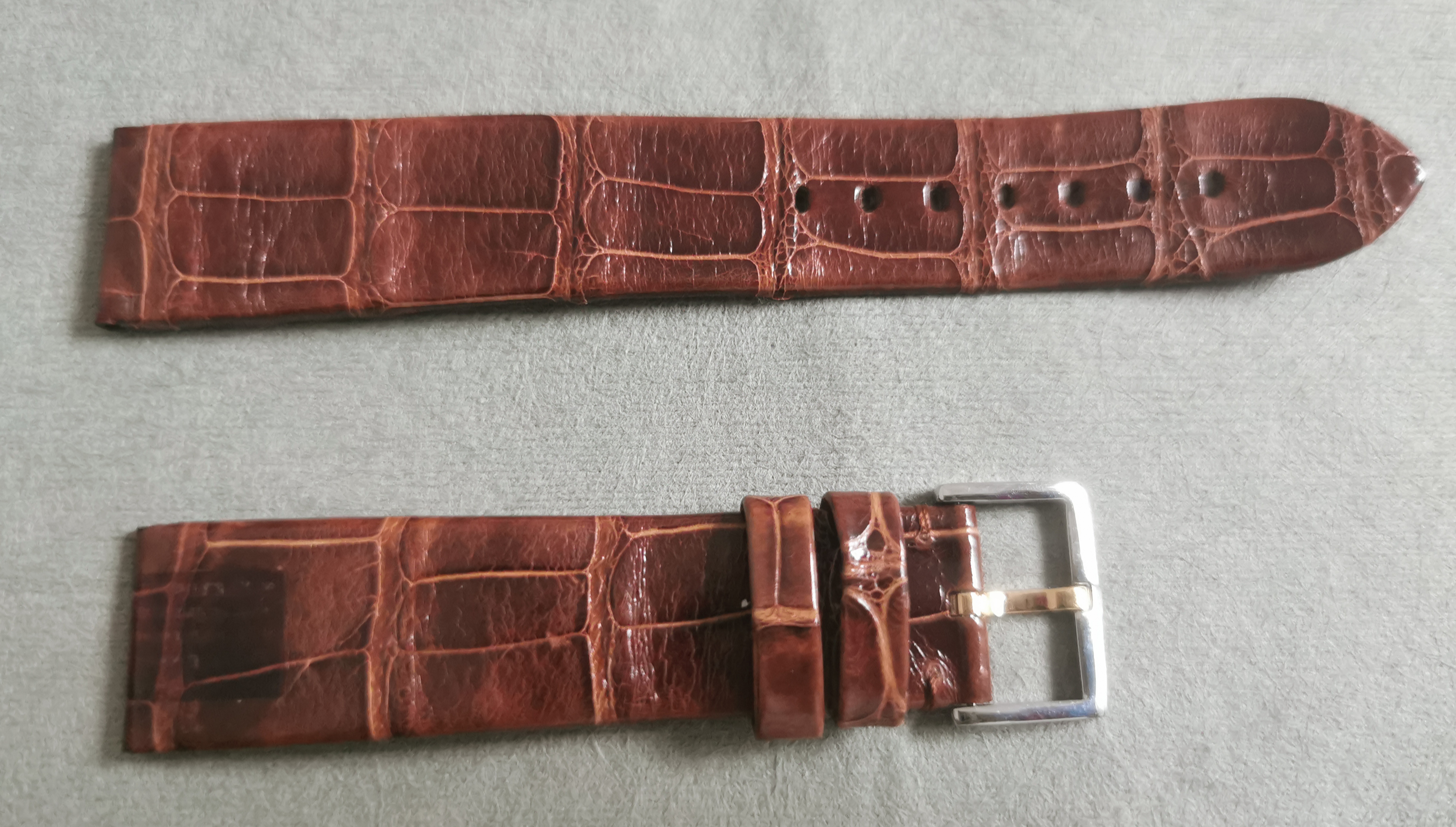 Pomellato Watch Strap Croco Brown Leather 18-16 With Bicolor Buckle mm 16 length 115-70 Newoldostock | San Giorgio a Cremano