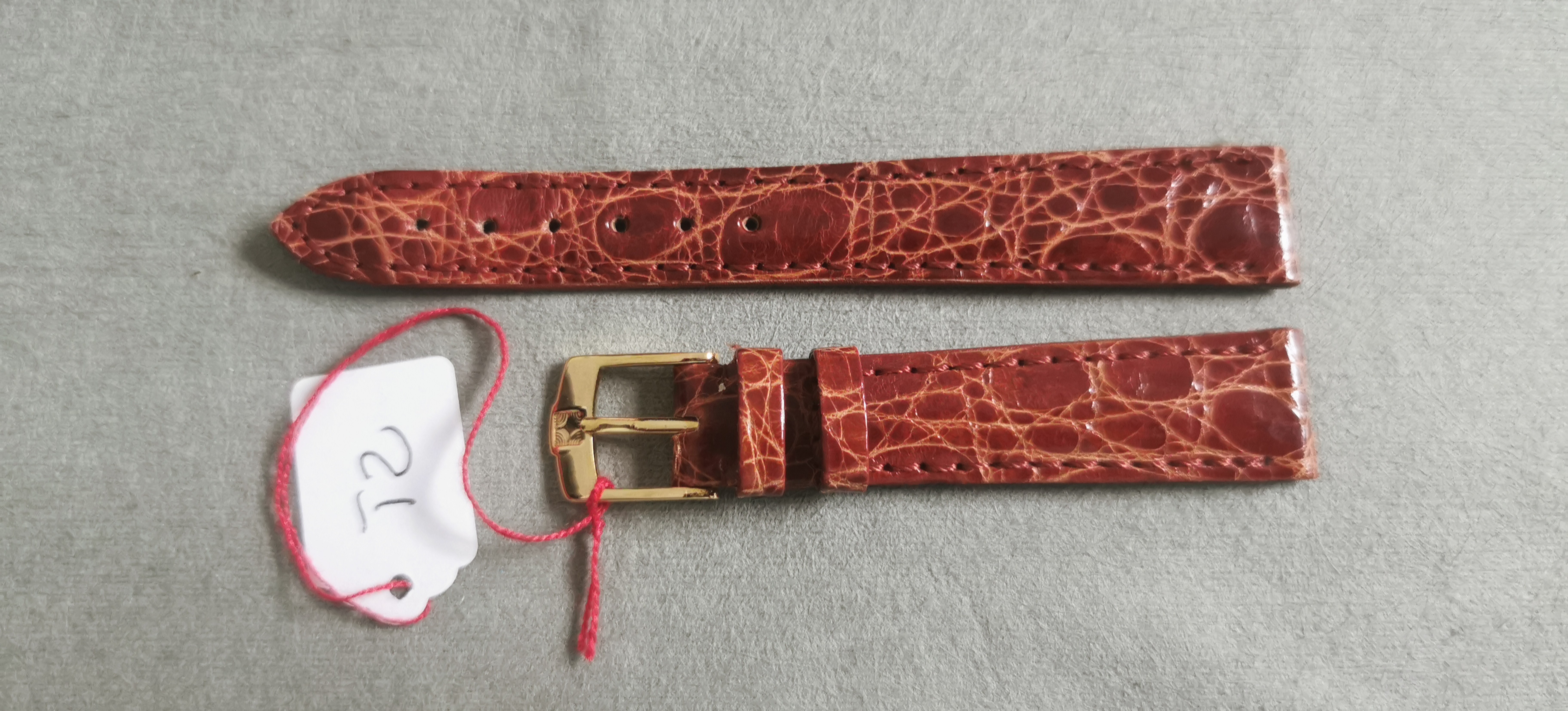 Zenith leather strap T2 croco brown mm 15-12 with buckle mm 12 gold plated nos | San Giorgio a Cremano
