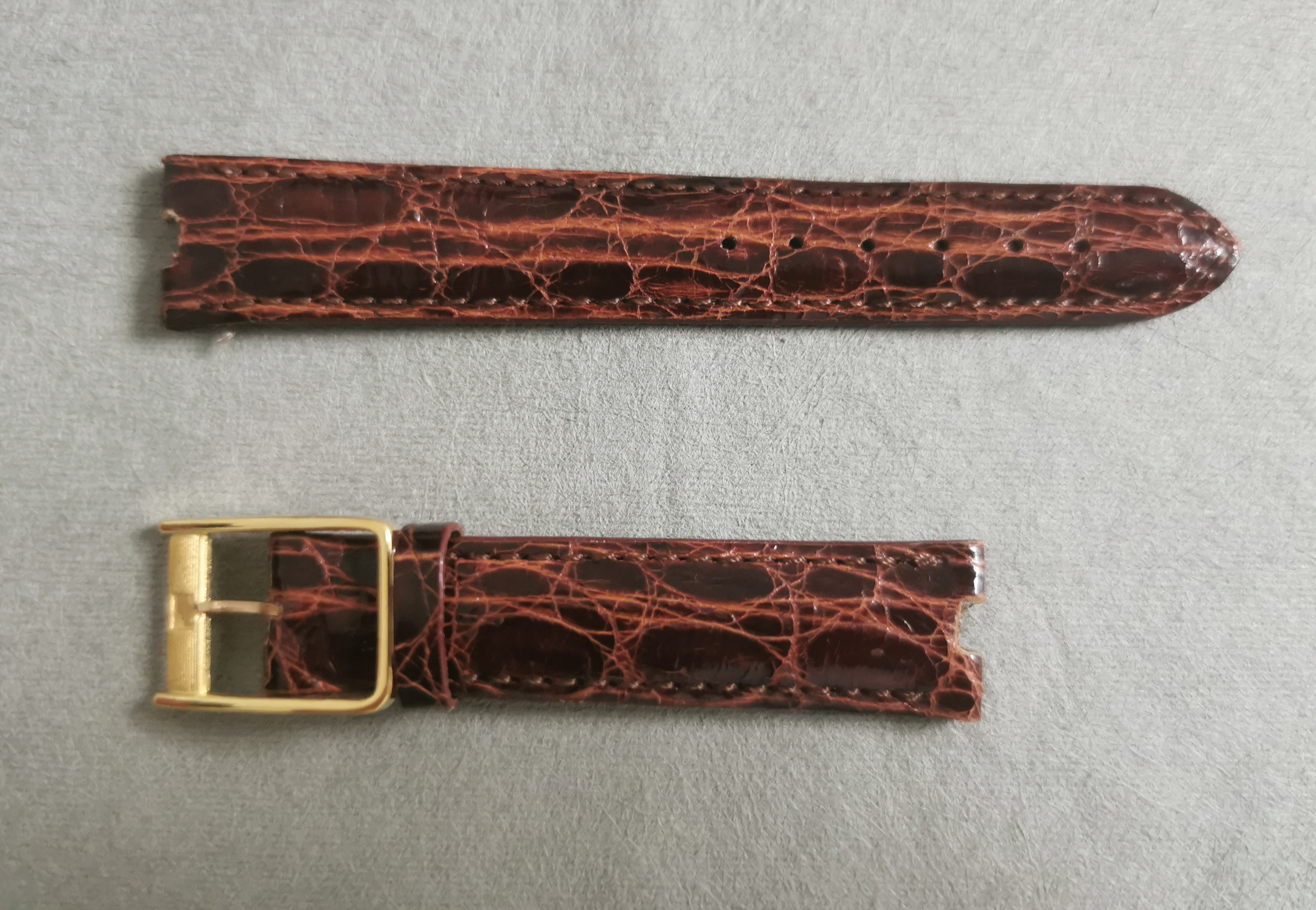Zenith leather strap croco brown mm 16-14 with buckle mm 14 gold plated nos | San Giorgio a Cremano