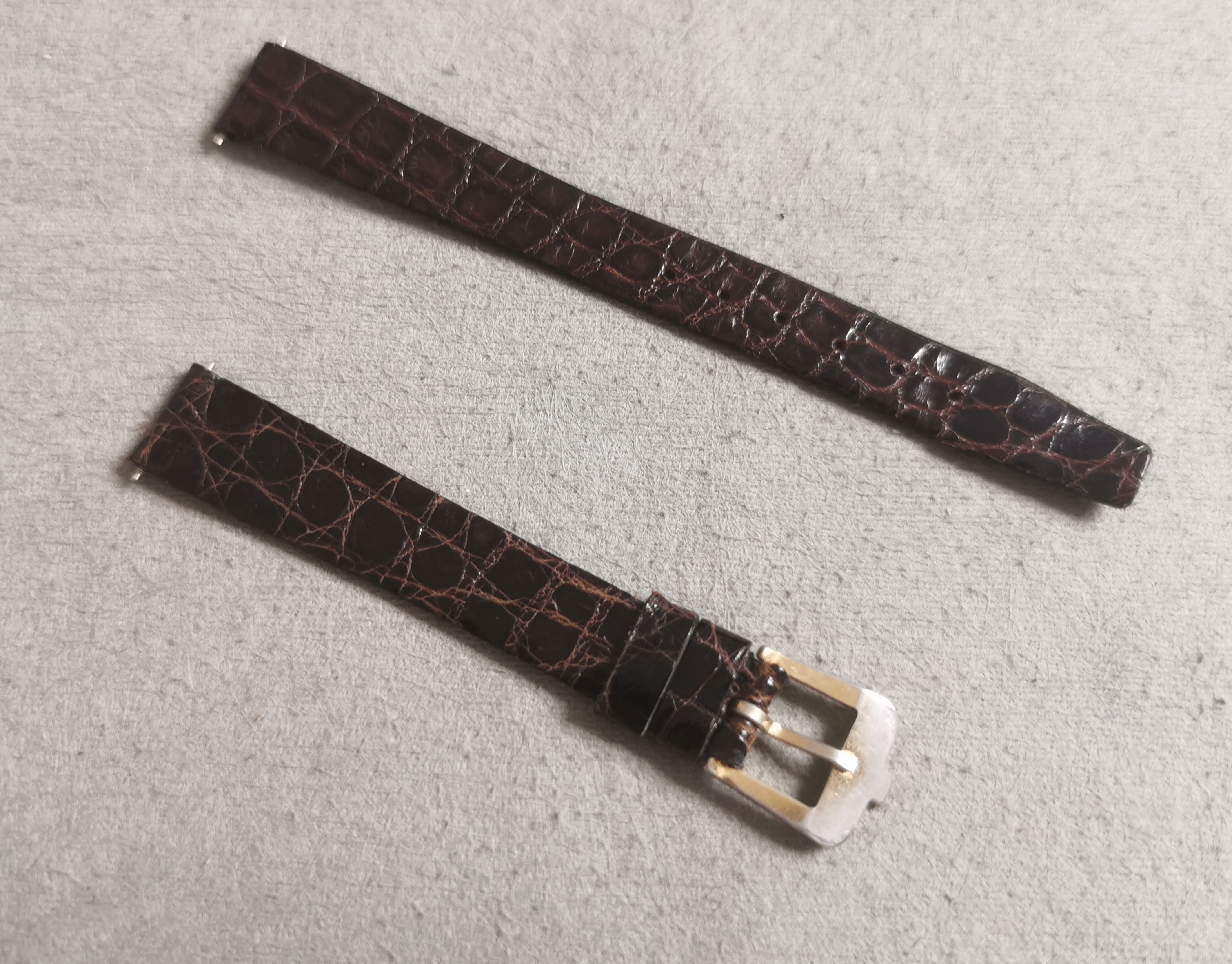 Bulova vintage croco leather strap brown lady mm 12 with gold pated buckle newoldstock | San Giorgio a Cremano