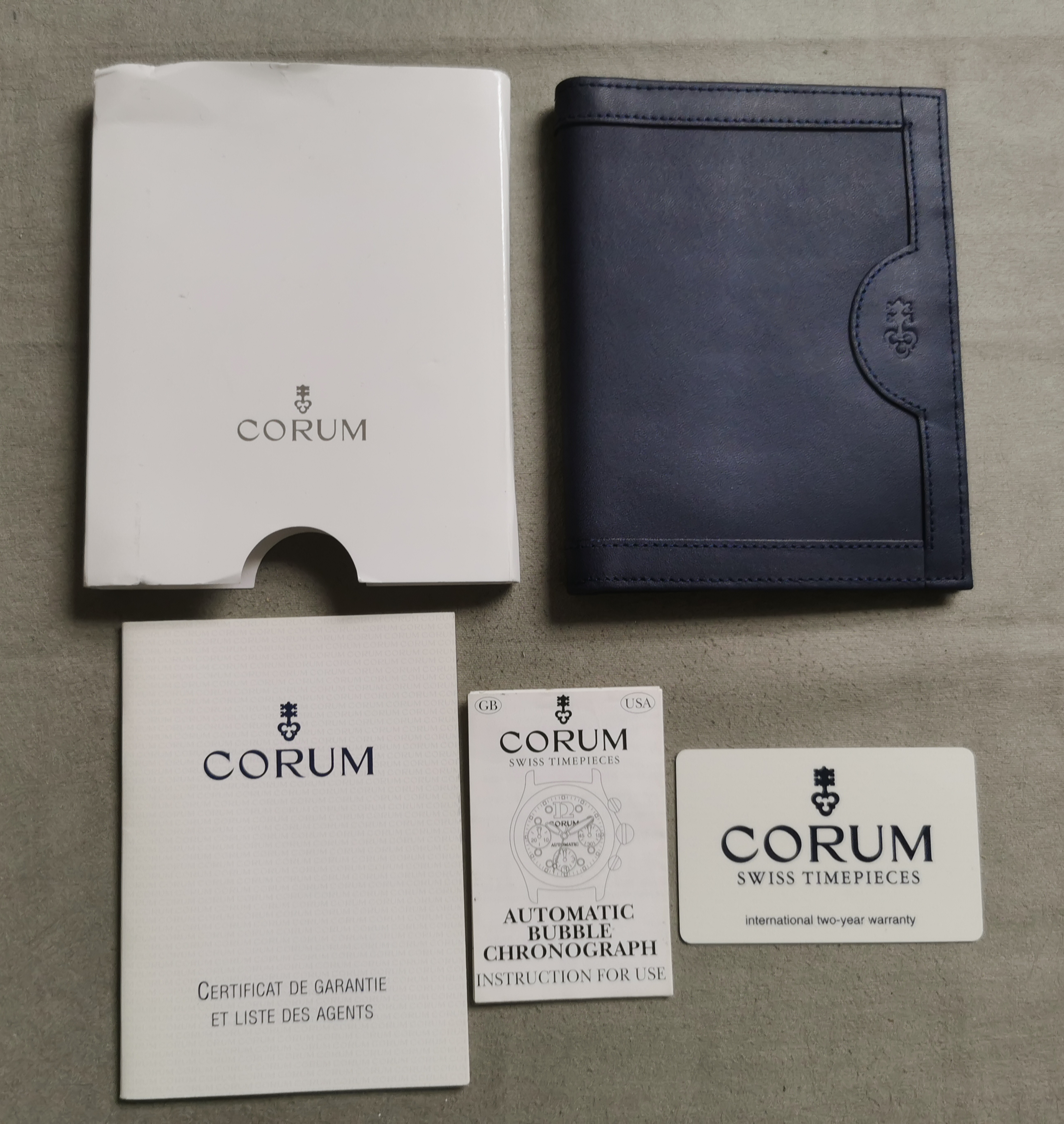 Corum Admiral's Cup vintage warranty card blank paper wallet instruction bubble chrono as new | San Giorgio a Cremano