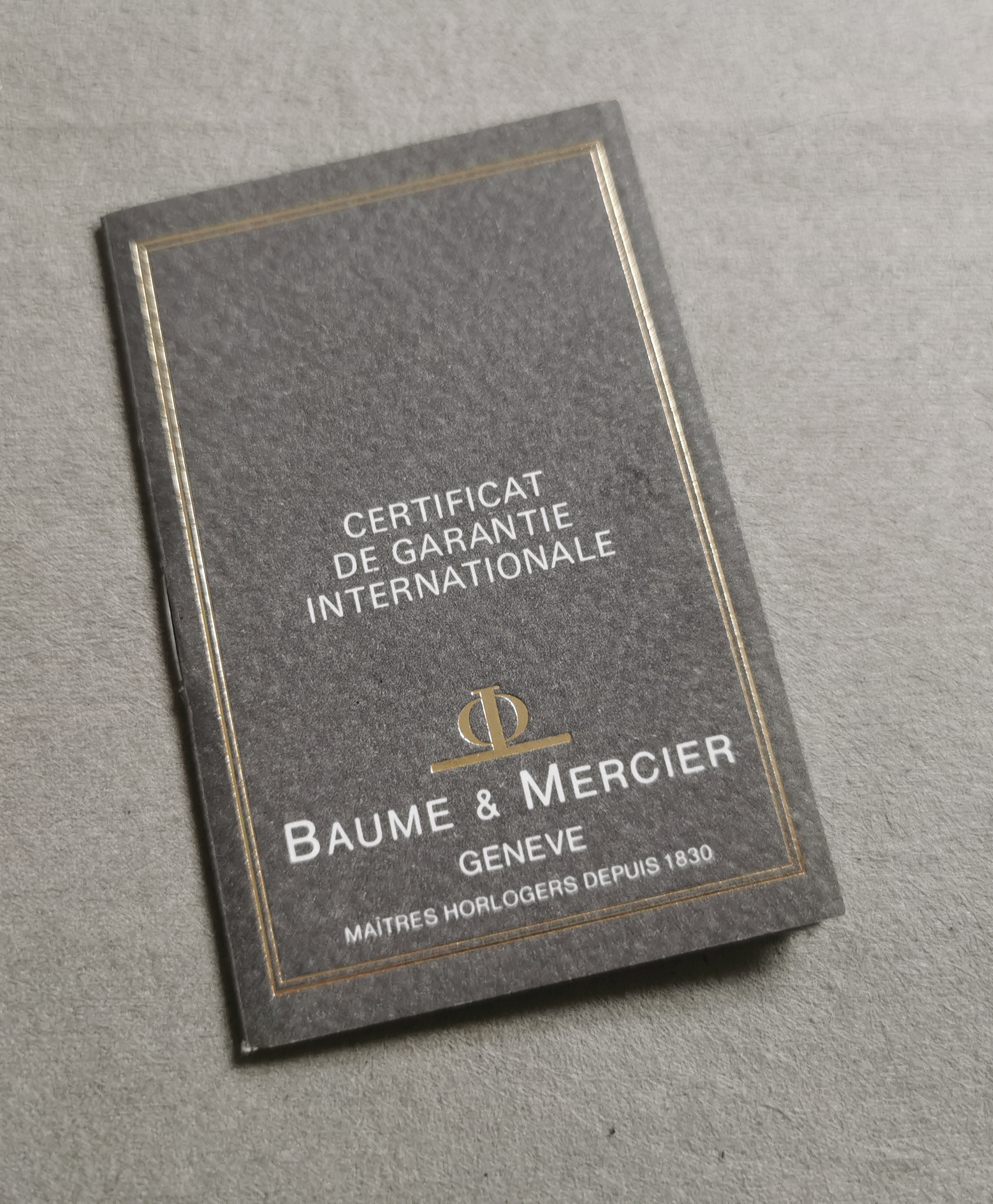 Baume & Mercier Vintage warranty booklet signed with dealer sticker 1992 | San Giorgio a Cremano