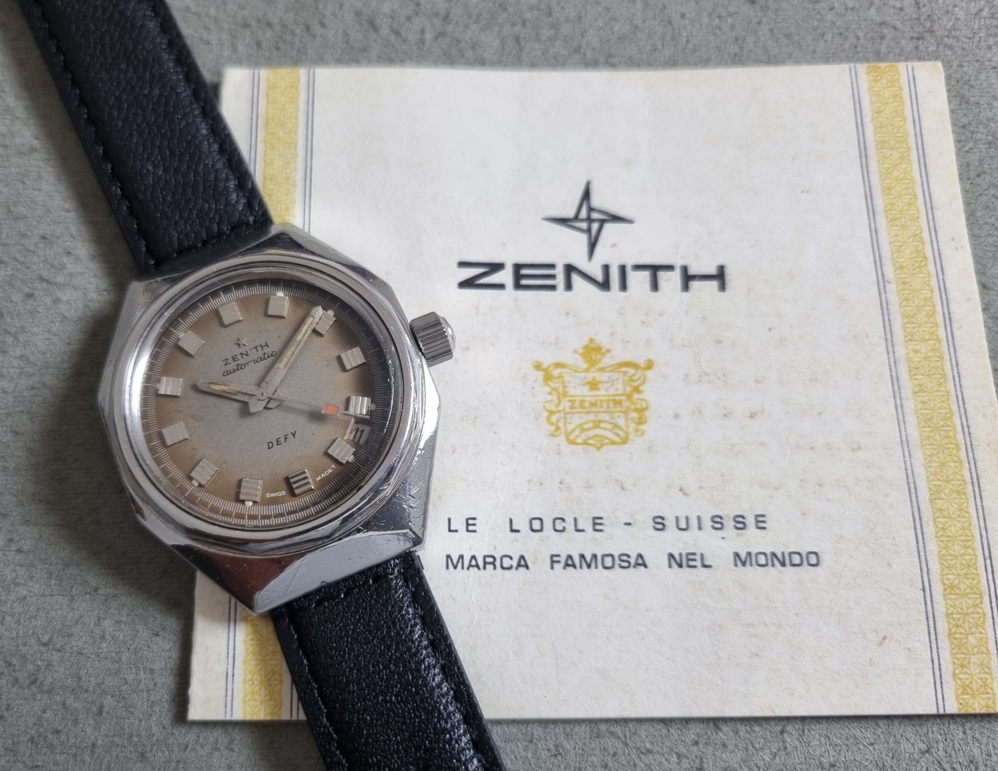 Zenith Defy Defy Grey Dial vintage diver mm 37 Leather Strap Steel Buckle Serviced Full Set Good | San Giorgio a Cremano