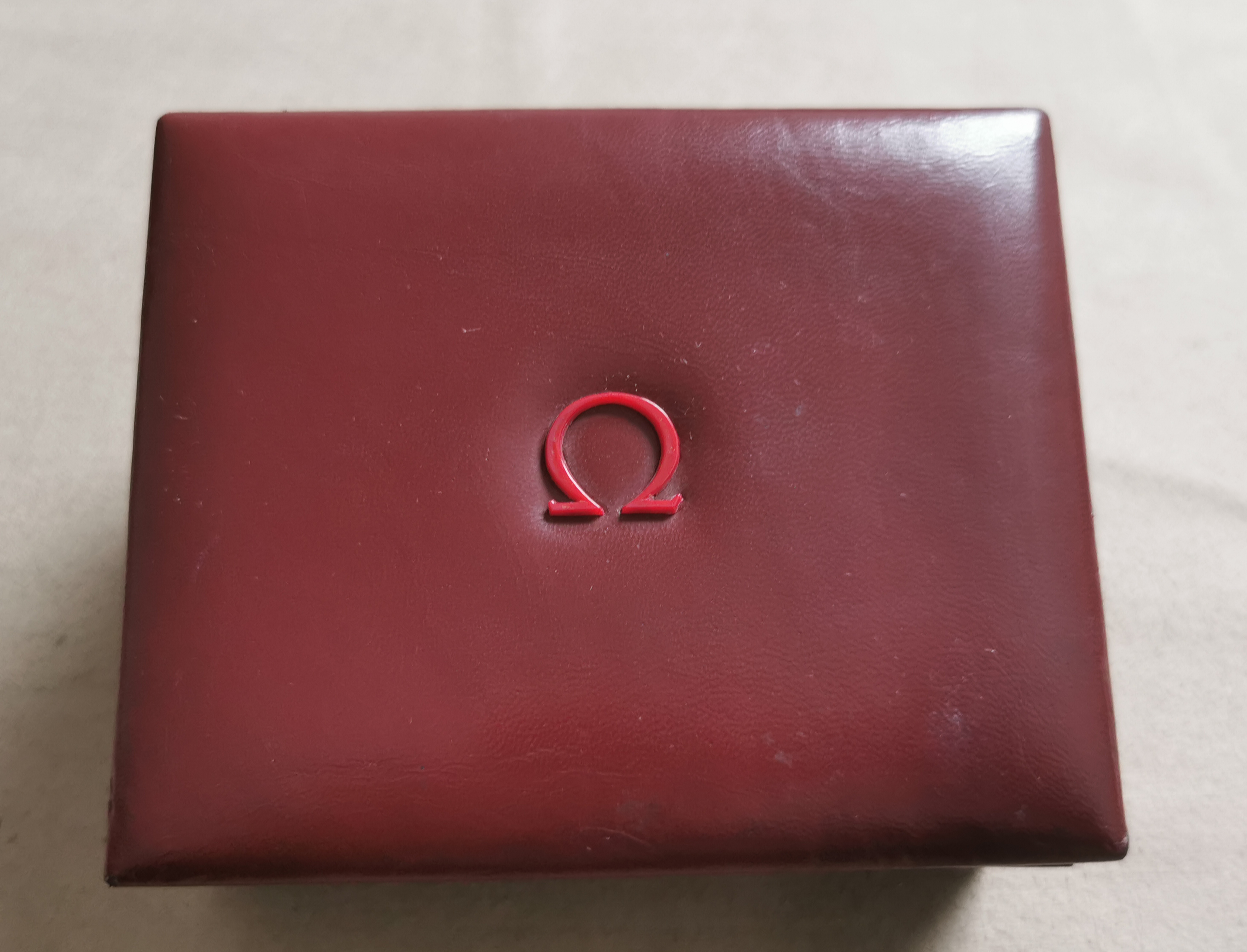 Omega Very Rare Constellation Automatic Burgundy Leather Watch Box Red Plastic Logo 1960's Good | San Giorgio a Cremano