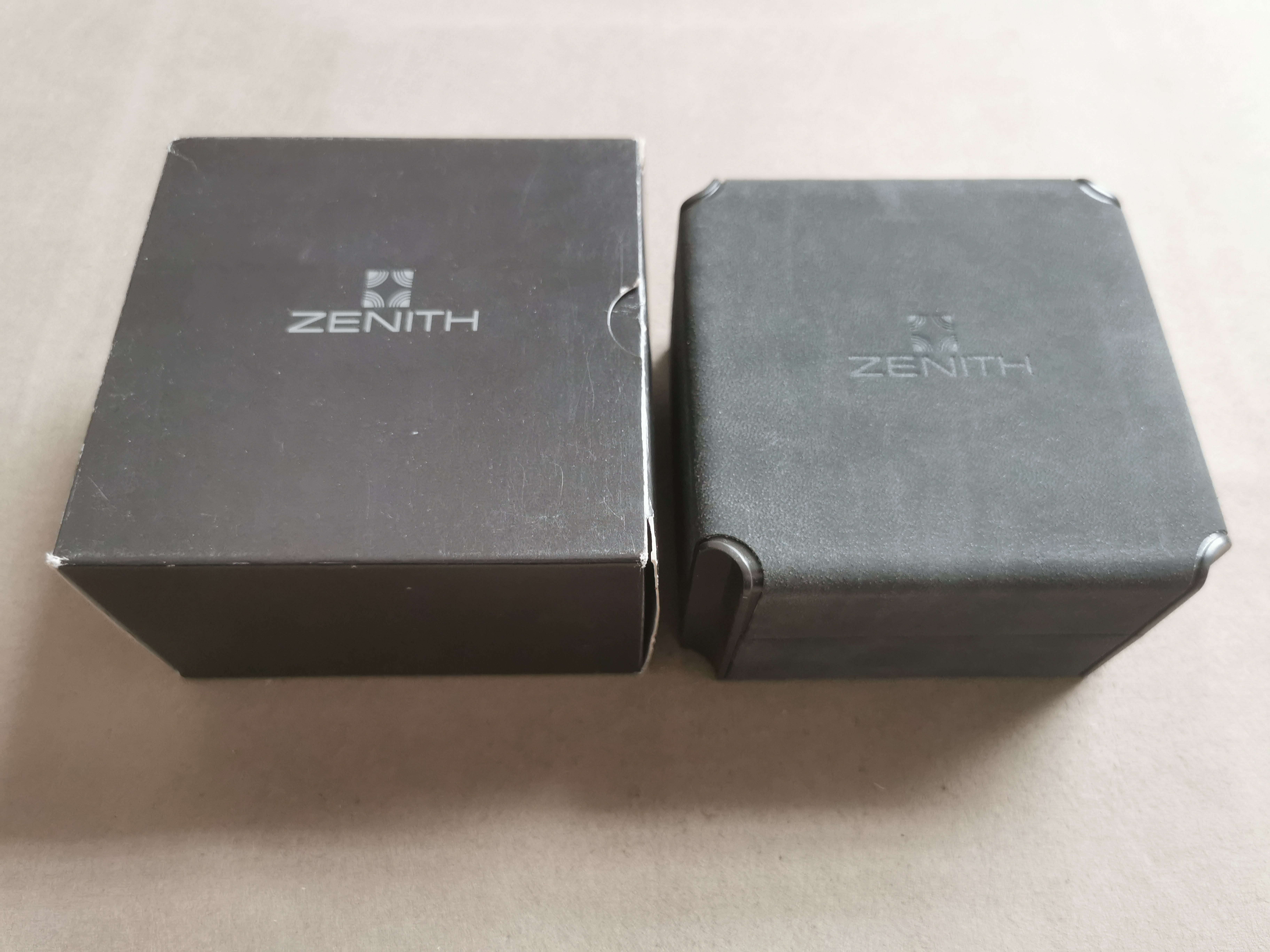 Zenith T1 Vintage leather grey box and outer box for De Luca chrono models nos condition | San Giorgio a Cremano