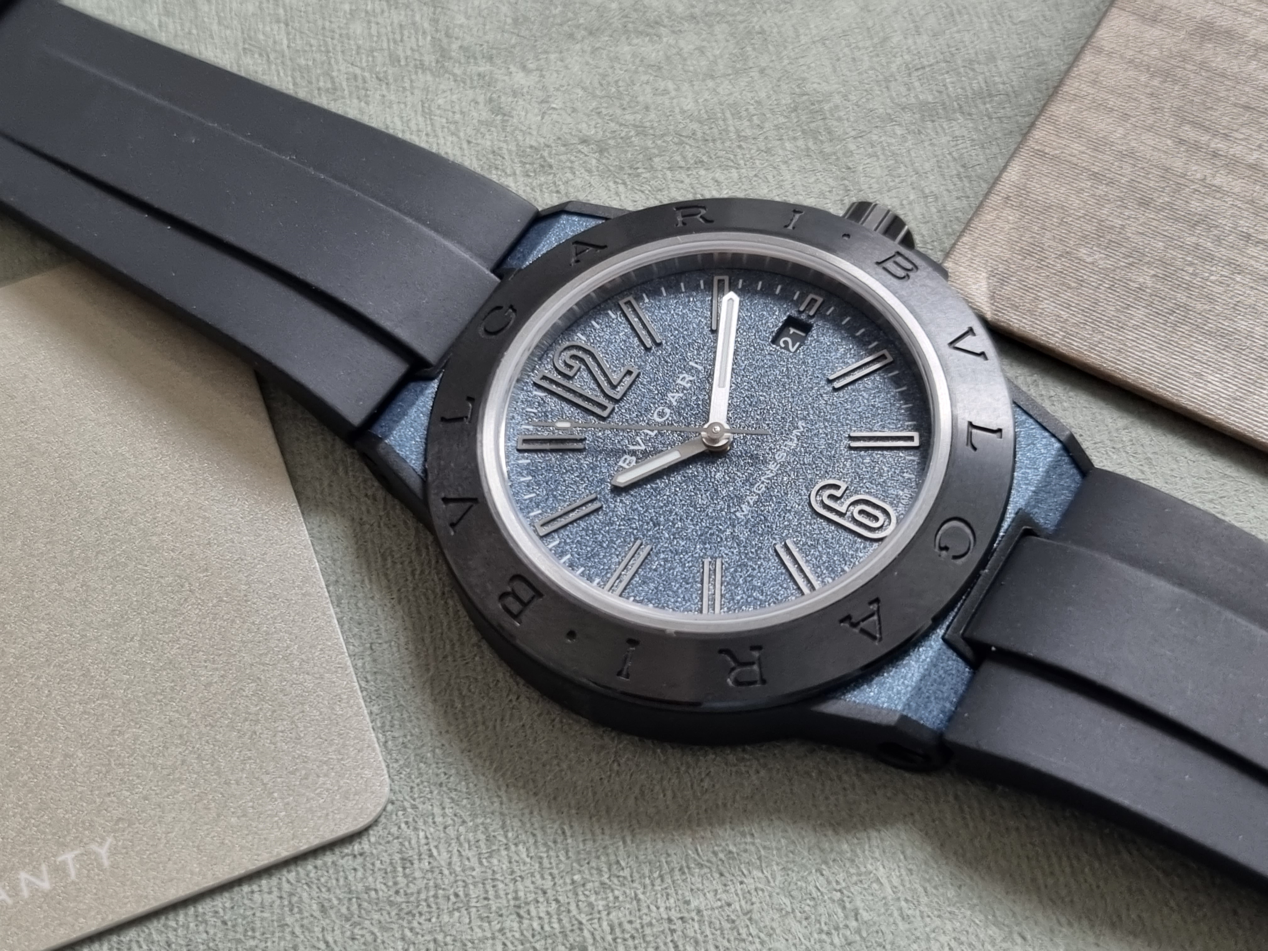 Bulgari Diagono Diagono Magnesium DG 41 SMC Blu Dial Swiss Automatic 100m Ceramic Bezel Full Set New | San Giorgio a Cremano