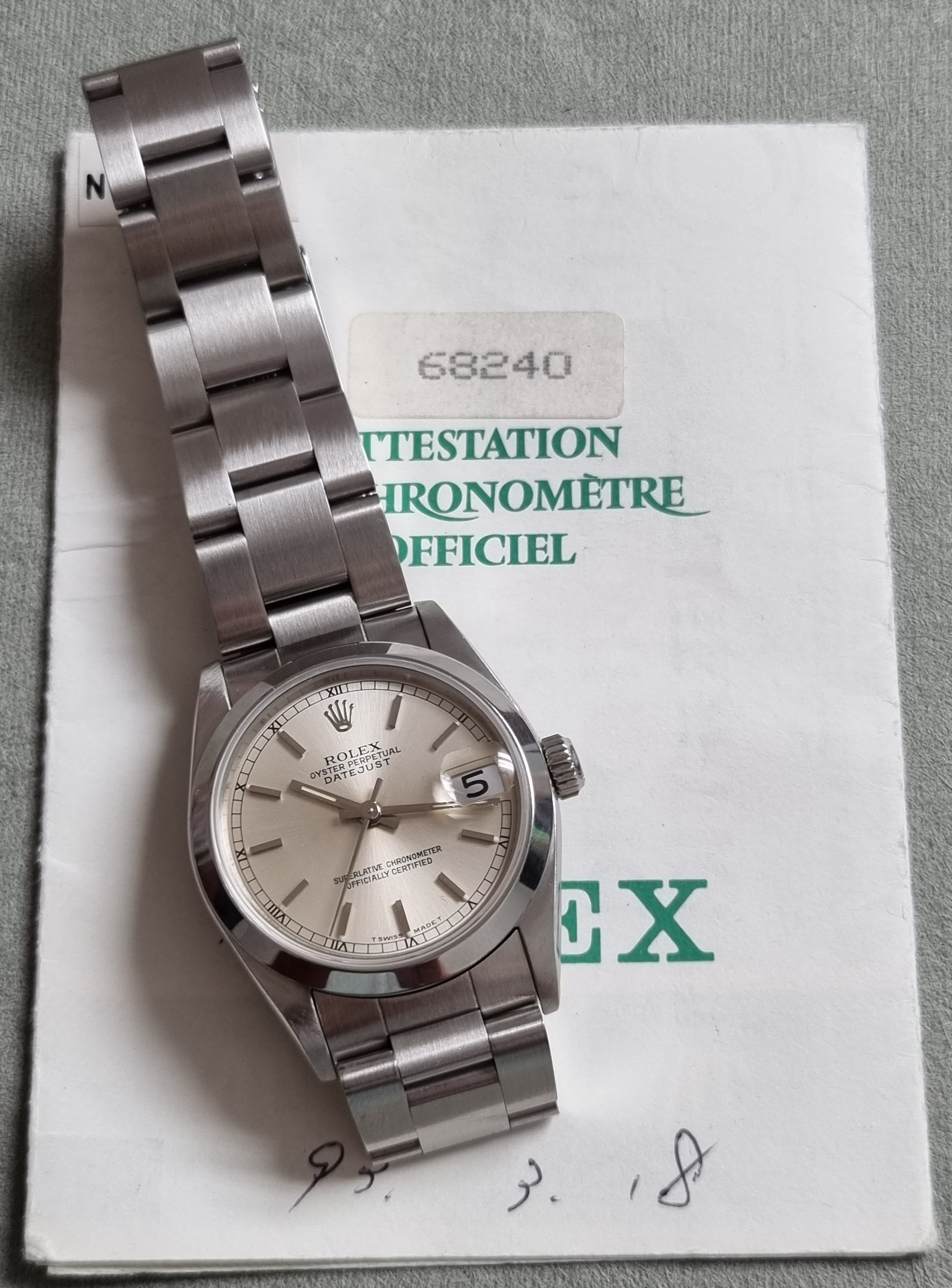 Rolex Datejust 31 Midsize Men's or Ladies Steel Watch Silver Dial 68240 Box And Papers 1992 | San Giorgio a Cremano