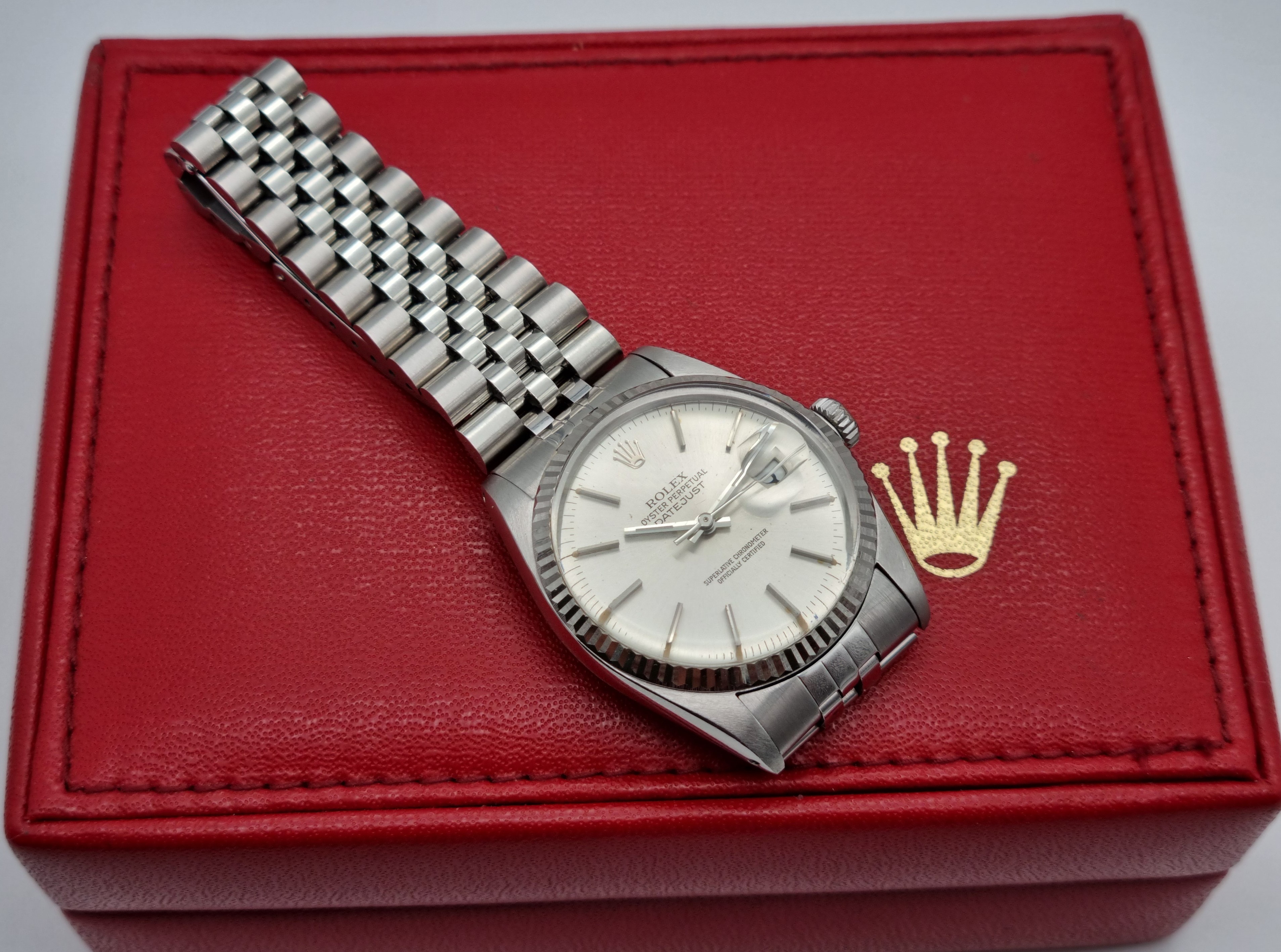 Rolex Datejust 16014 Datejust 36 White Gold bezel Silver Dial Jubille Bracelet Year 1983 Good Condition | San Giorgio a Cremano