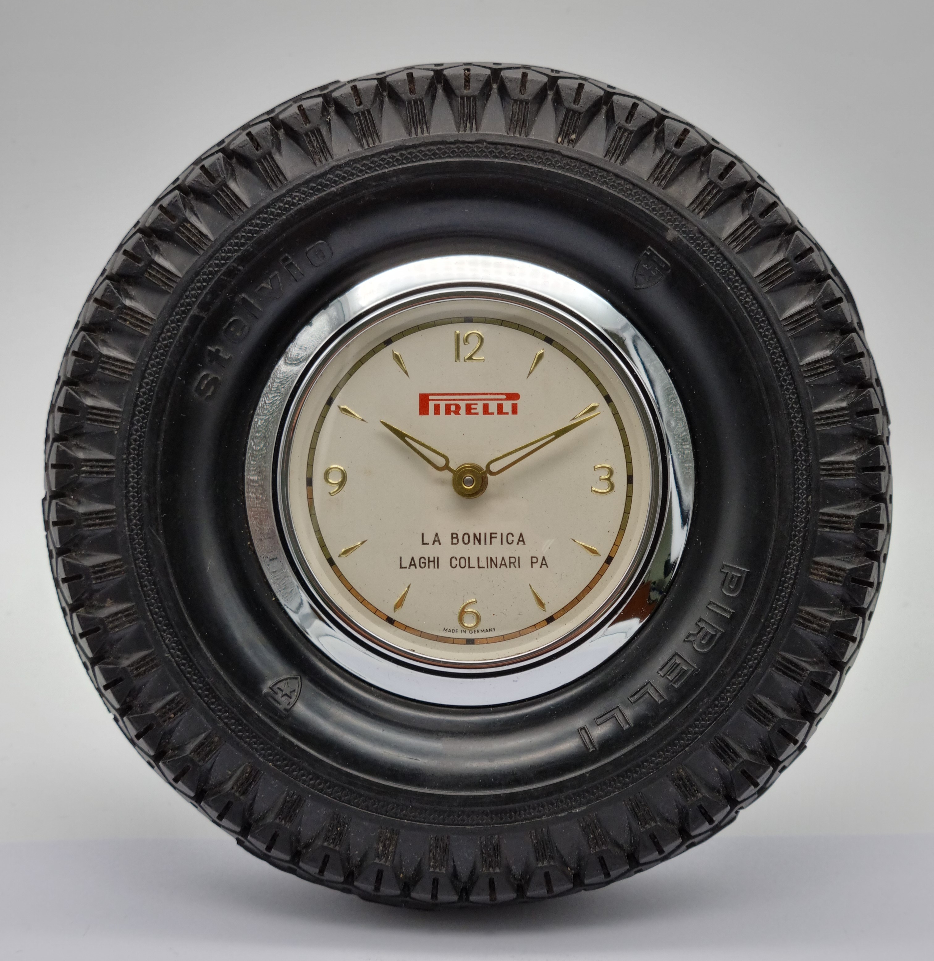 Anonimo Pirelli Italian Belted Advertising Clock from Pirelli - Stelvio - 1950s Very Good Condition | San Giorgio a Cremano