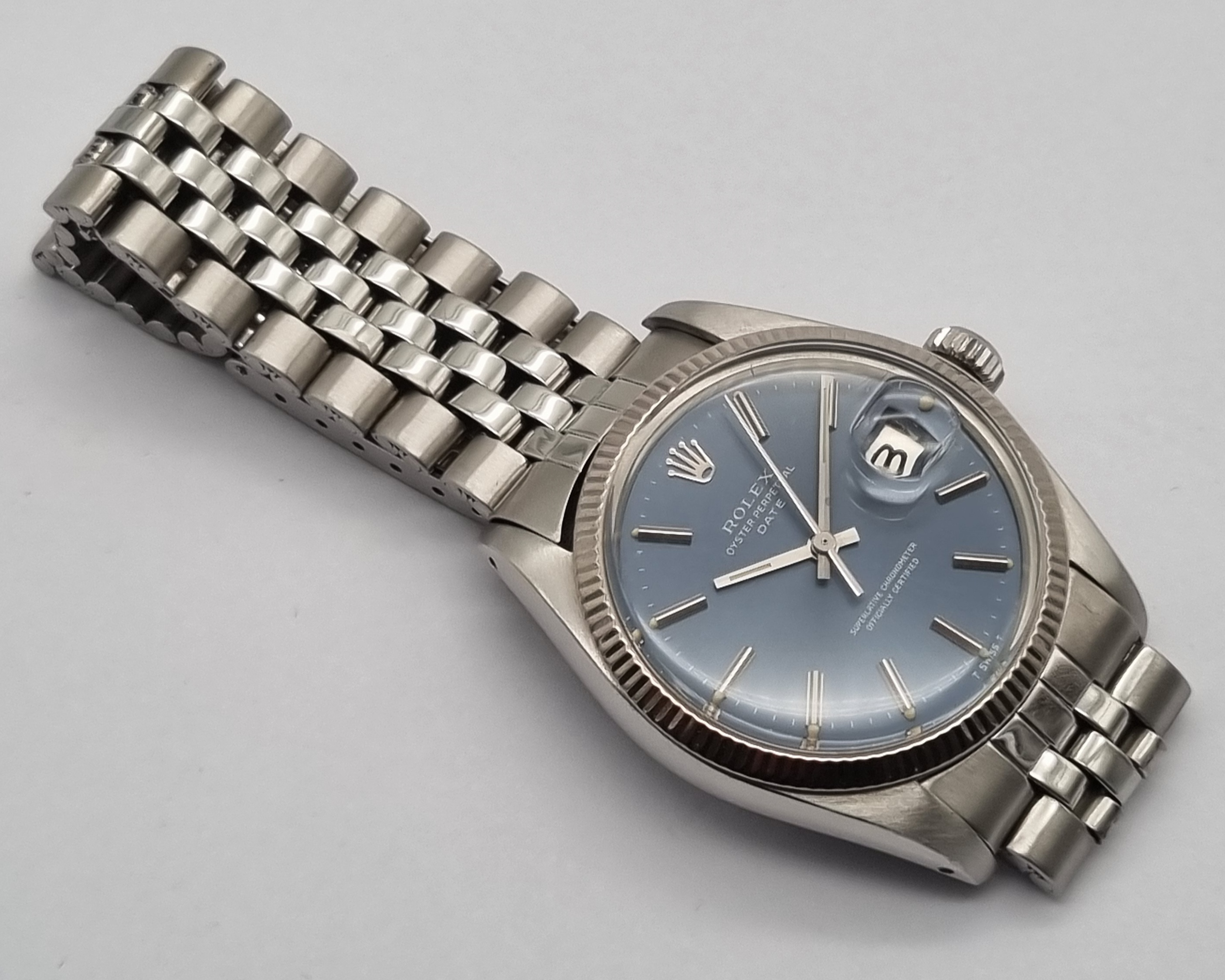 Rolex Oyster Perpetual Date Oyster Perpetual Date 1500 Blue Dial 18 Kt Steel Mm 34 Jubilee Good Condition - Box