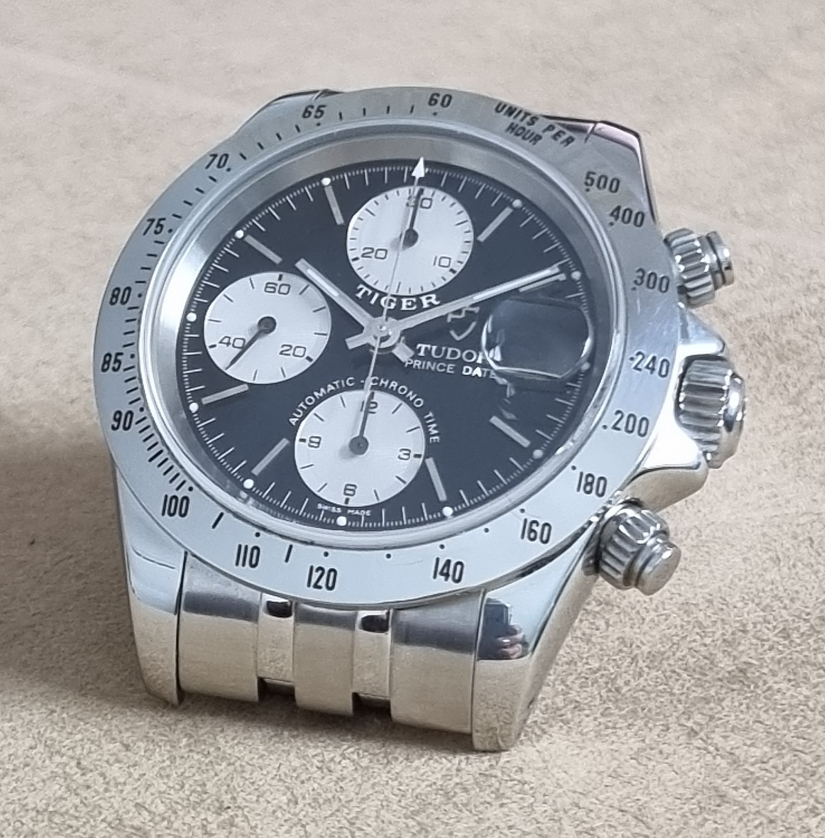 Tudor Tiger Prince Date Tiger  79280P Prince Date Automatic Chronograph Steel 40 Black Dial Bracelet year 2003 - Travel pochette. | San Giorgio a Cremano