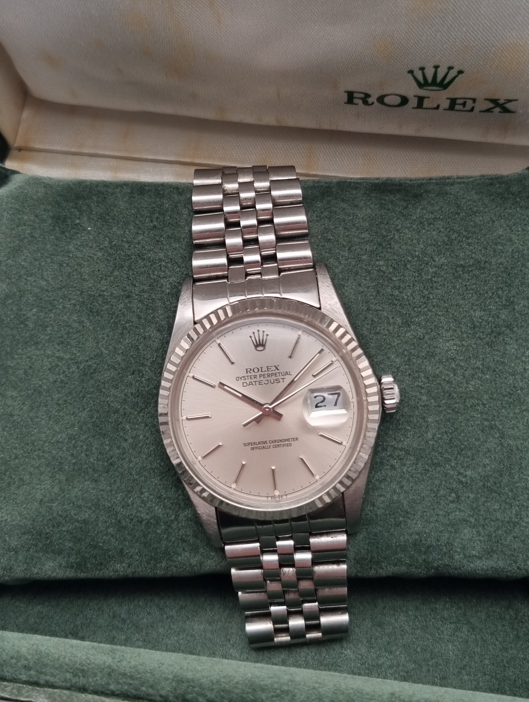 Rolex Datejust Datejust 36 16014 White Gold bezel Silver Dial Jubille Bracelet Year 1987 Good Condition | San Giorgio a Cremano