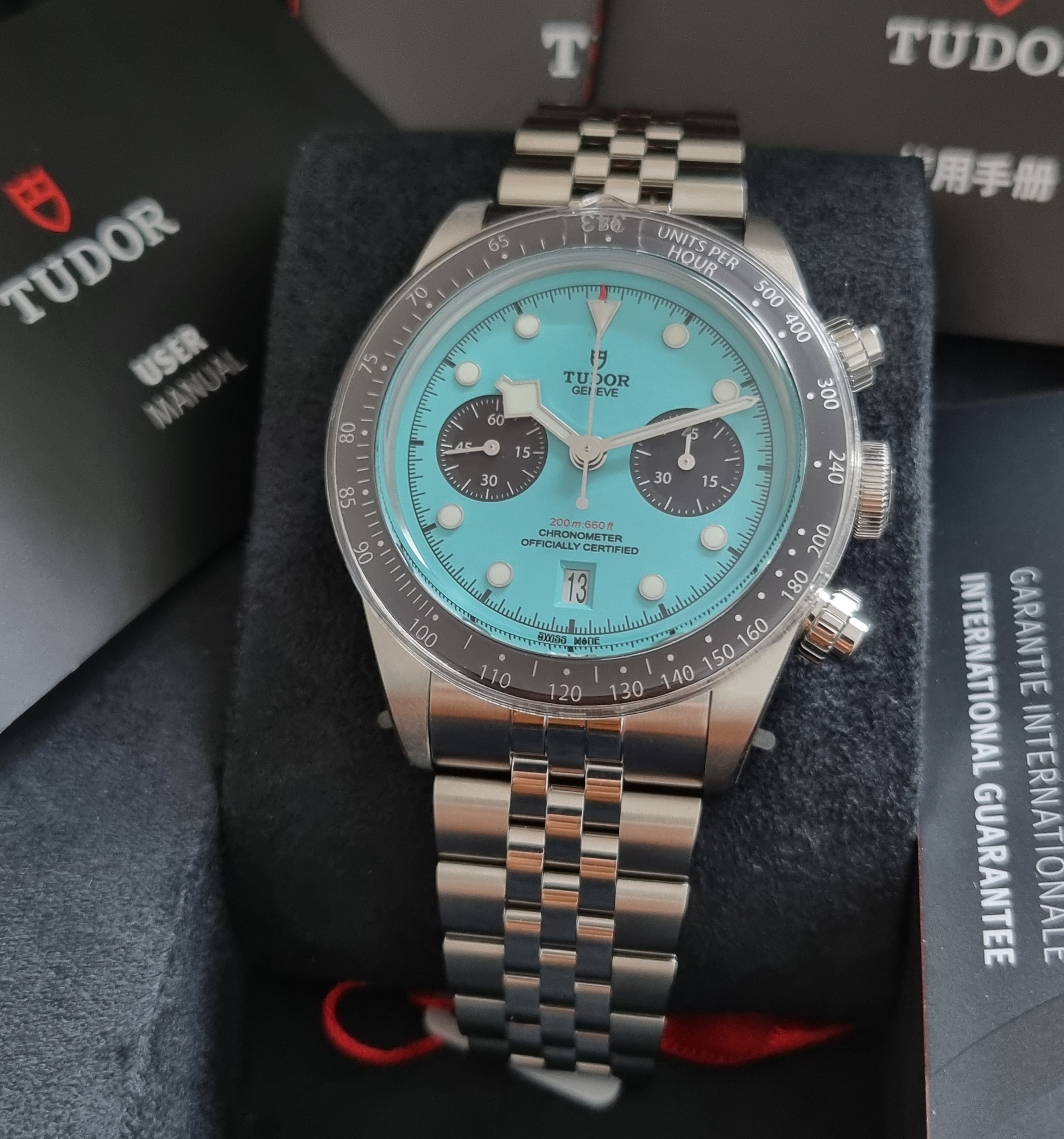 Tudor Chronautic Black Bay Chrono 79360N 41MM Chronograph FLAMINGO BLUE Turquoise Dial New Full Set 03-2025 | San Giorgio a Cremano