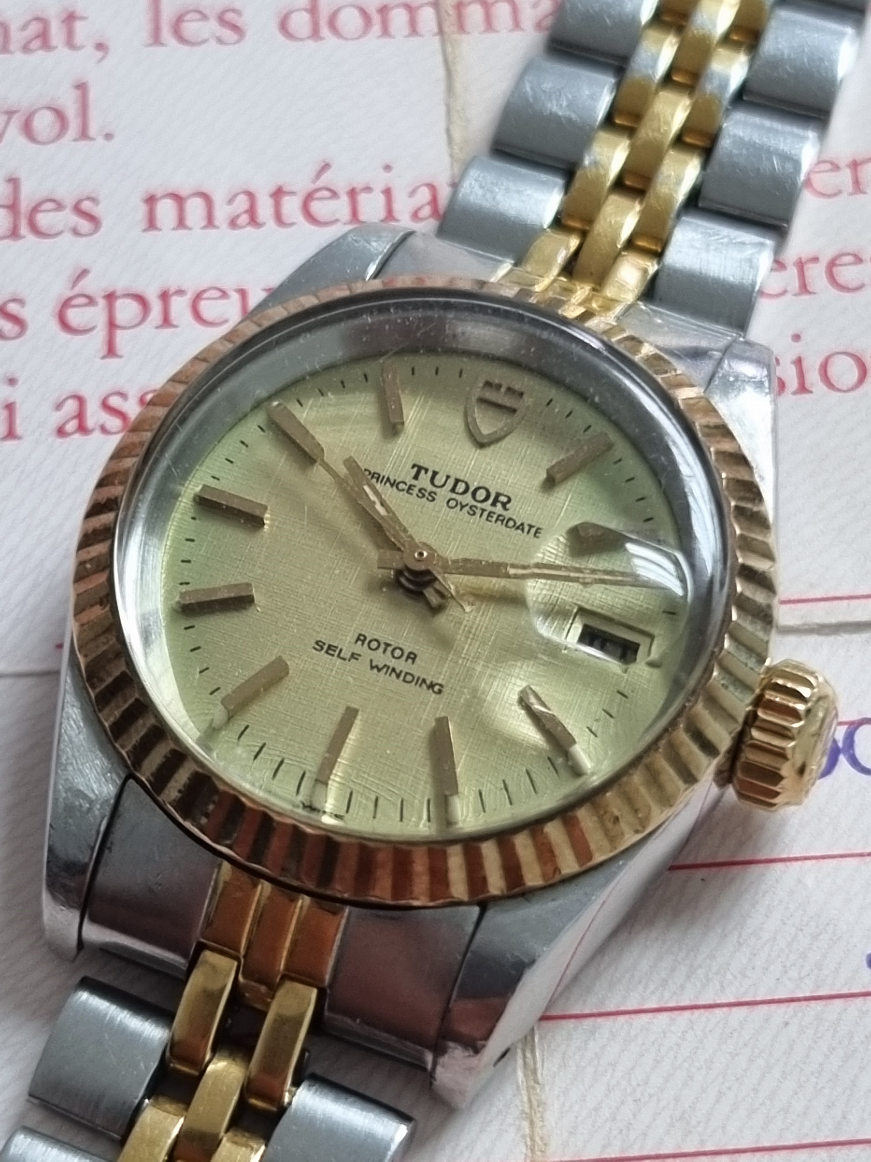 Tudor Princess Oysterdate - 92413 - Steel and Gold Mm 25 - Golden Linen Dial - Paper 1990 | San Giorgio a Cremano