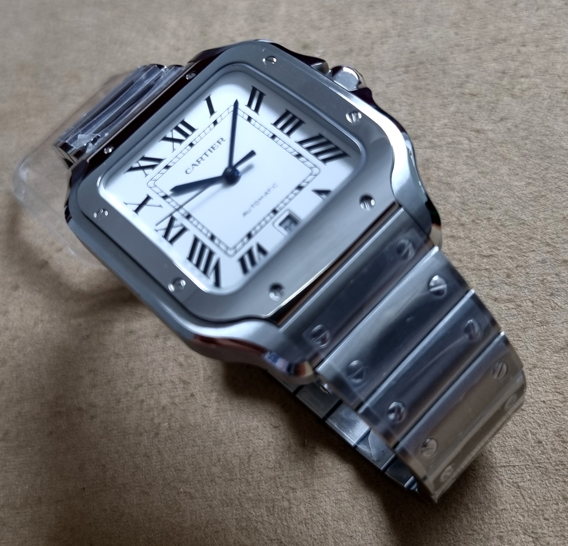 Cartier Santos Santos De Cartier Large Date Steel Roman Dial WSSA0018 New Full Set And Stickers 12-2024 | San Giorgio a Cremano