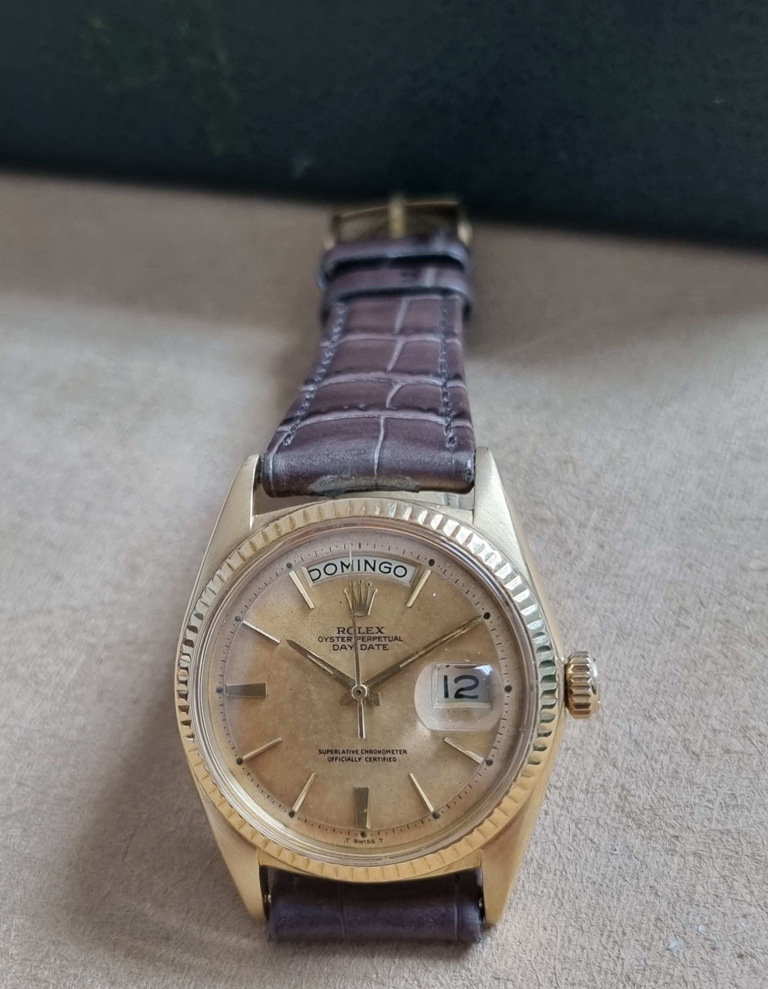 Rolex Day-Date / President Rolex Day-Date 36 1803 Day-Date 36 Yellow gold 18 Kt Rare Tropical Pie Pan Dial Caliber 1555 Year 1960 - Box | San Giorgio a Cremano