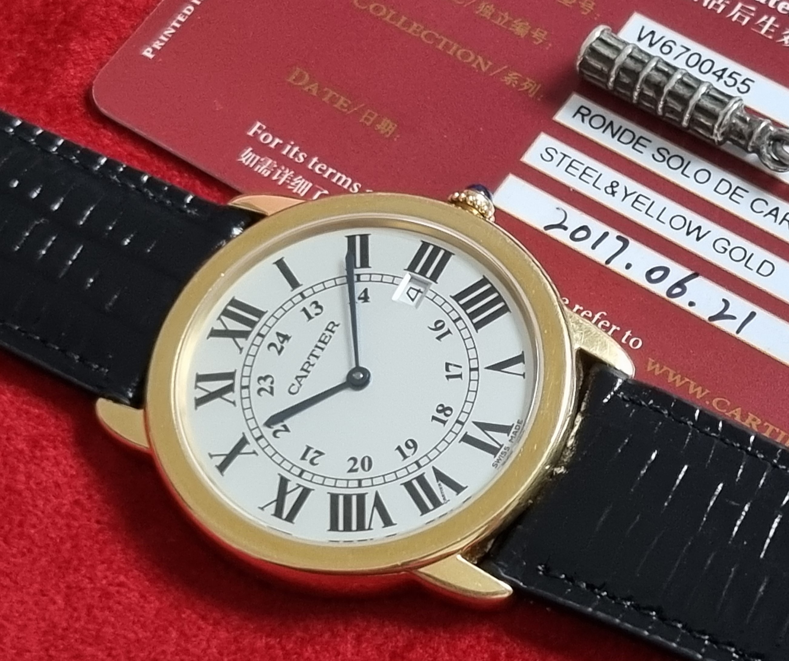 Cartier Ronde Solo de Cartier Ronde Solo de Cartier 36mm Large Yellow Gold Steel Mens Watch W6700455 Quartz - Card 2017 | San Giorgio a Cremano