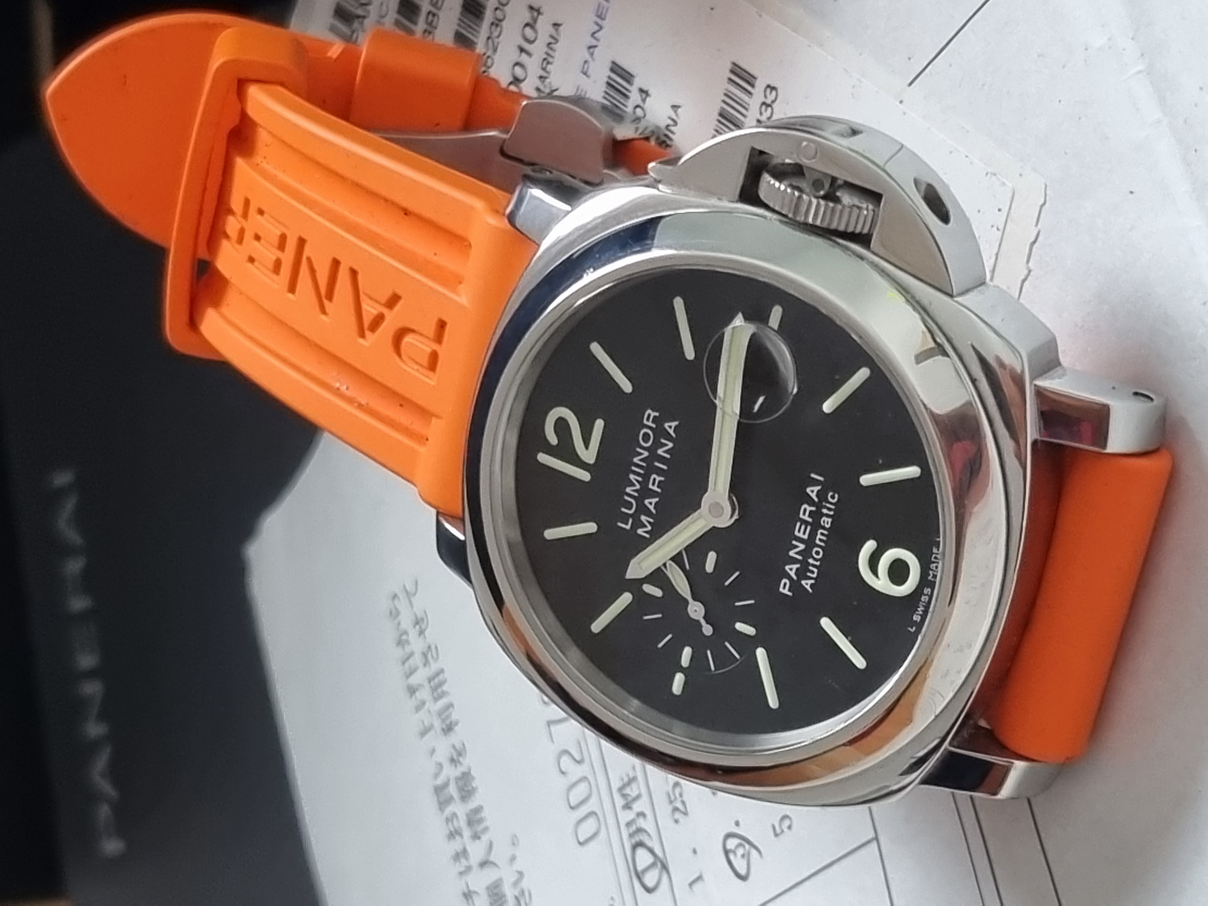 Panerai Luminor Marina Luminor Marina Black Steel 44 Mm Automatic Double Rubber Strap Warranty 2007 Service 2020 | San Giorgio a Cremano