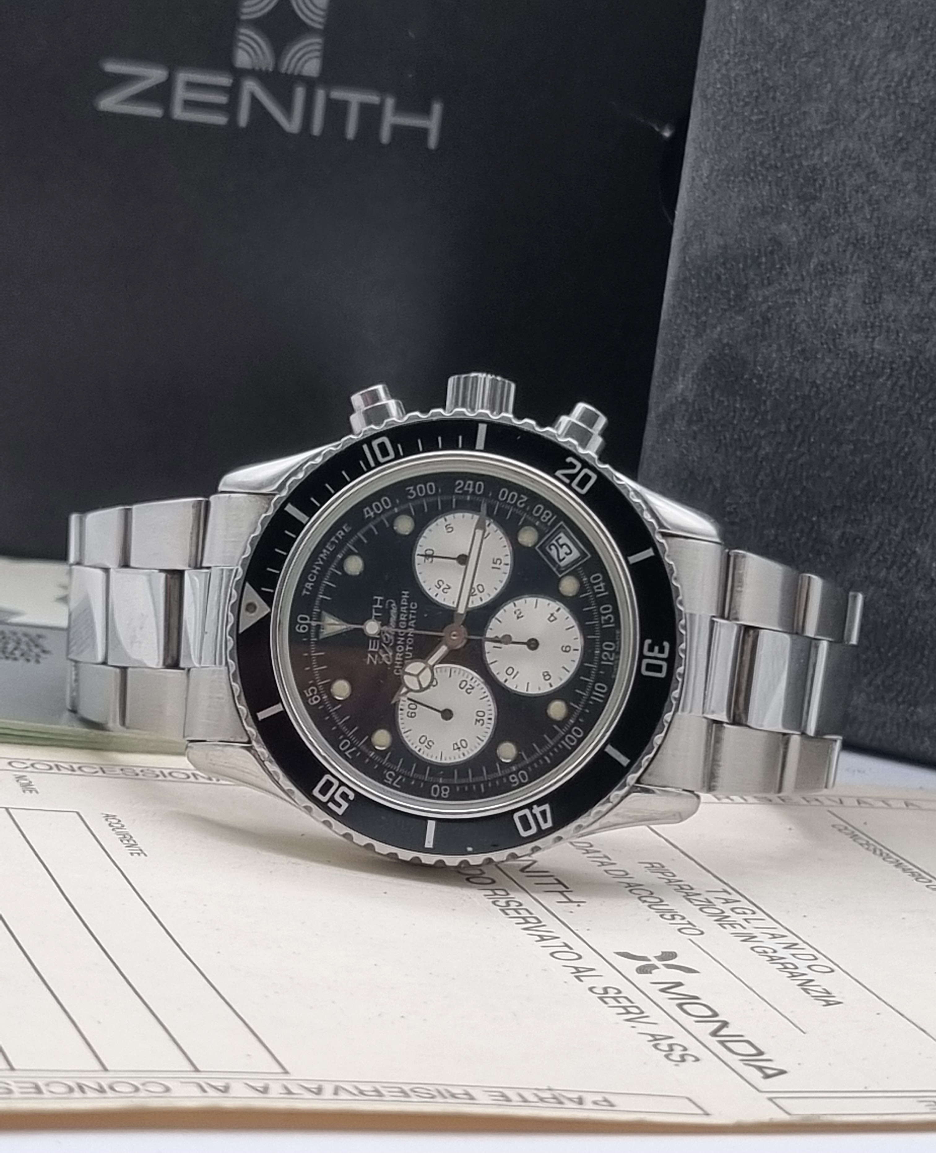 Zenith El Primero El Primero Chronograph De Luca Chronograph 02.0310.400 Steel 40 Black Dial Caliber 400 Full Set 1990 | San Giorgio a Cremano