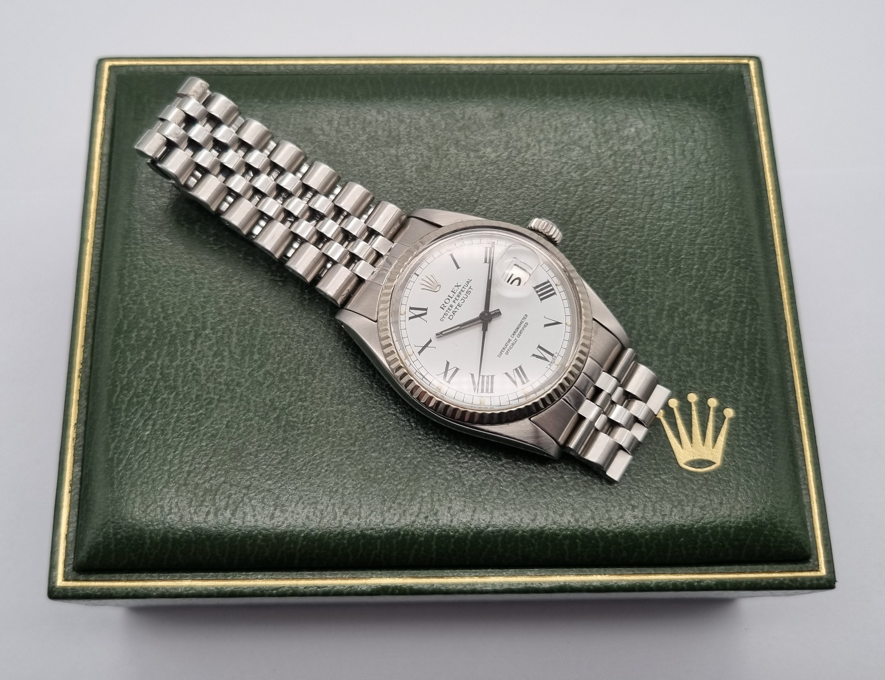 Rolex Datejust Datejust 36 16014 36 mm 18k WG/Steel Rare White Buckley Jubilee Dial 1979 - Box | San Giorgio a Cremano