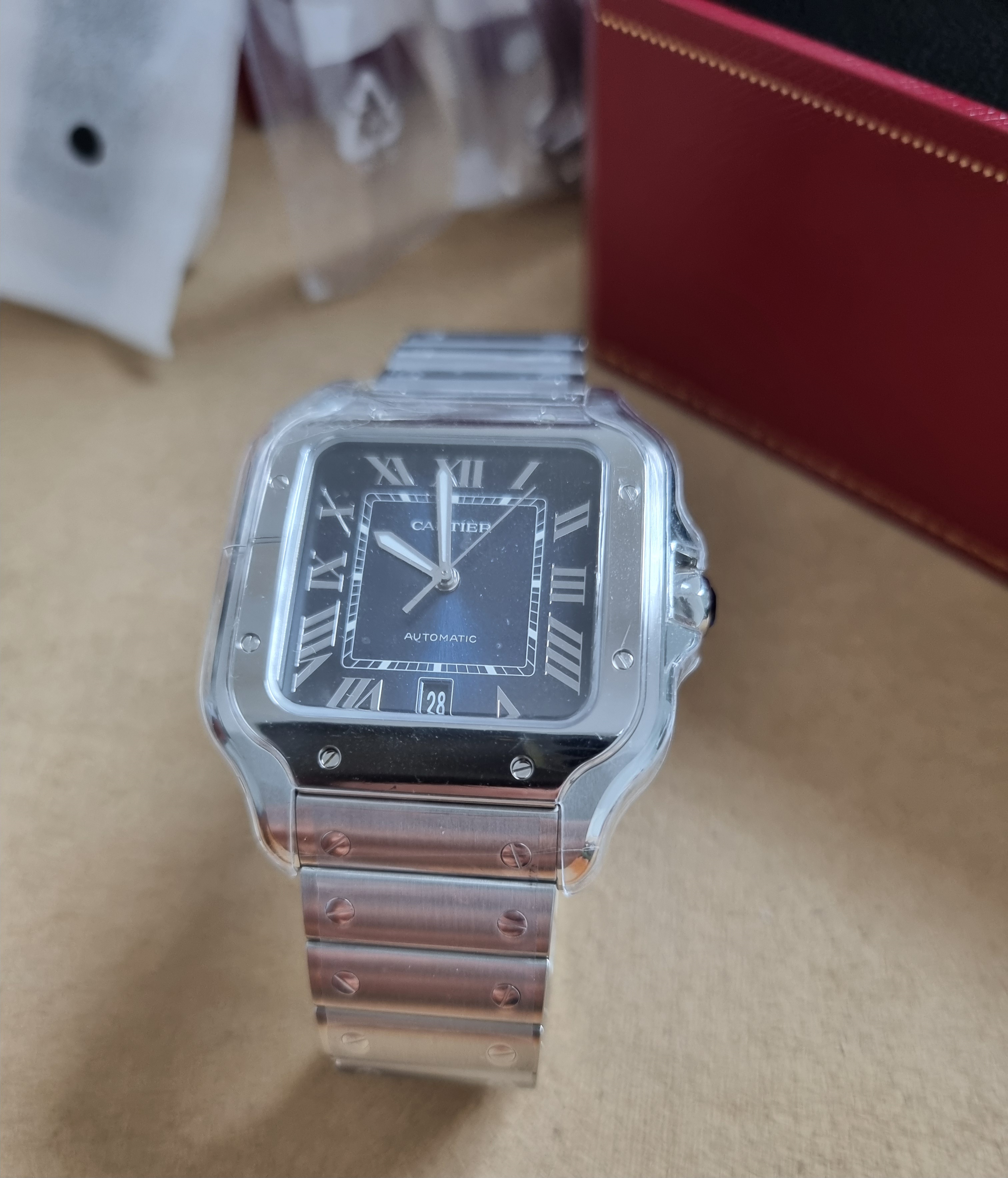 Cartier Santos Santos De Cartier Large Date Steel Blu Dial WSSA0071 New Full Set And Stickers 07-2025 | San Giorgio a Cremano