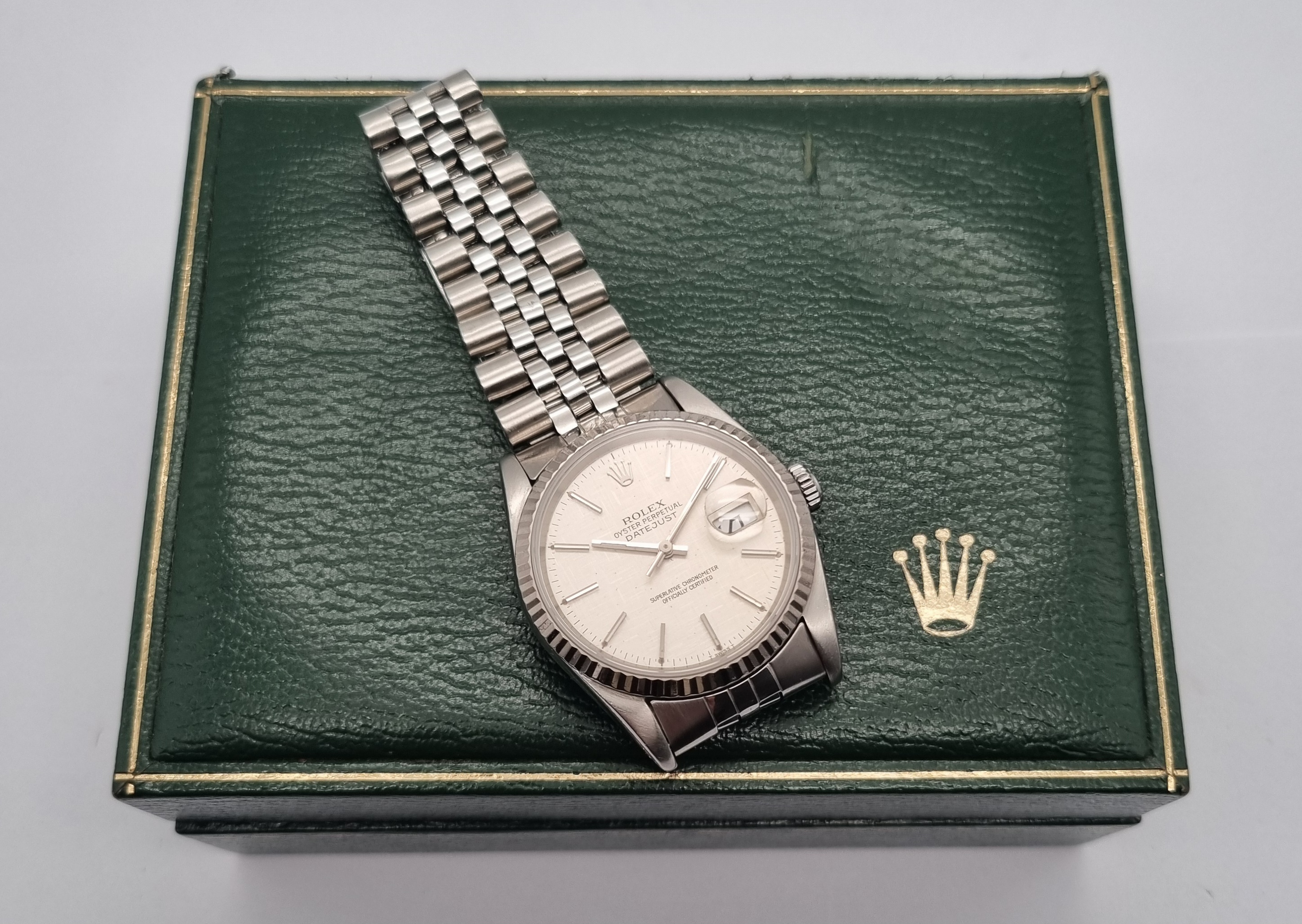 Rolex Air King Datejust 36 16234 Silver Linen Dial Steel And 18Kt WG Bezel Jubilee Bracelet 1988 - Box | San Giorgio a Cremano