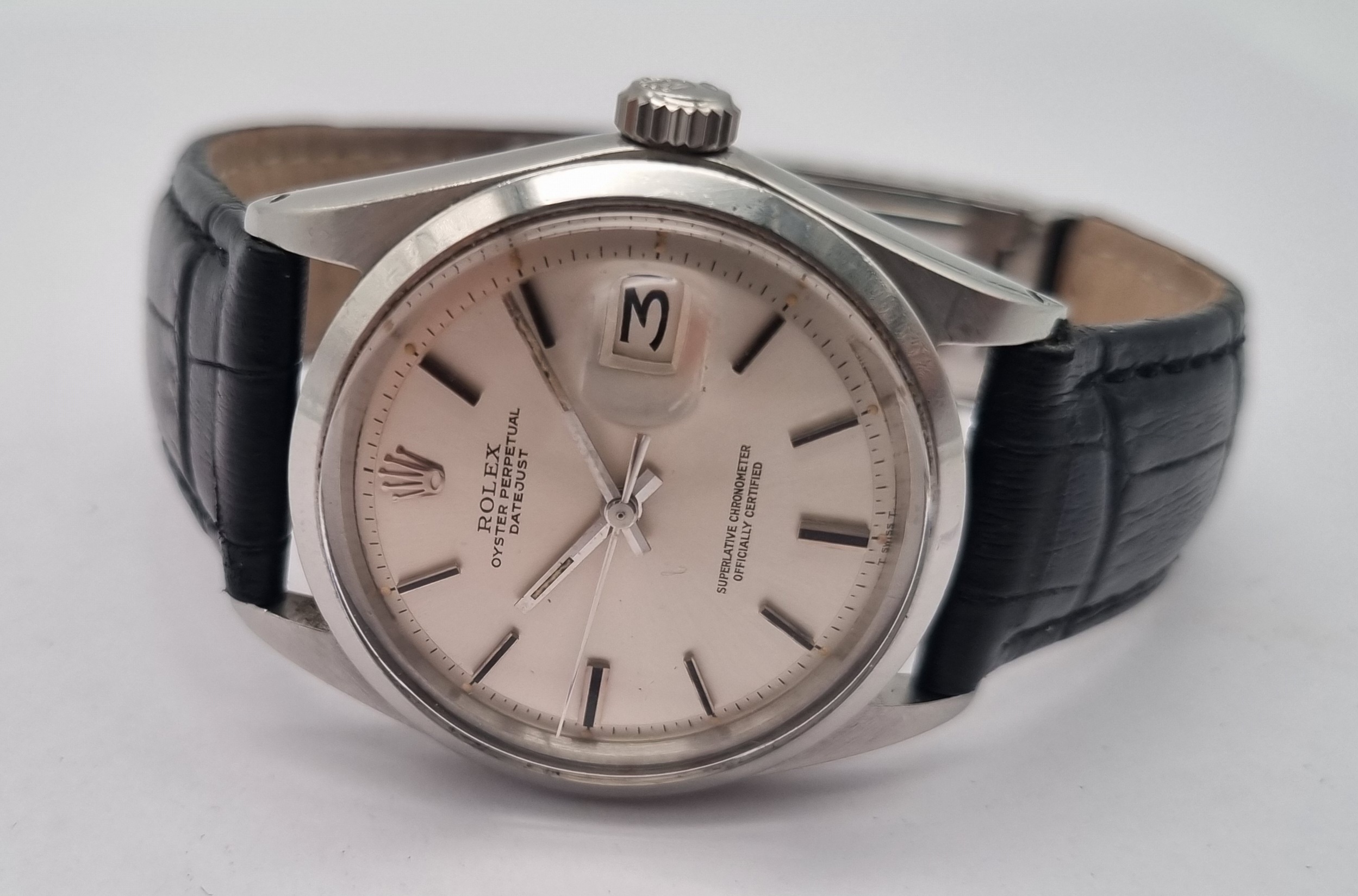 Rolex Datejust  Datejust 36 Steel Ref. 1600 Smooth Bezel Silver Dial Caliber 1570 Leather Deployant