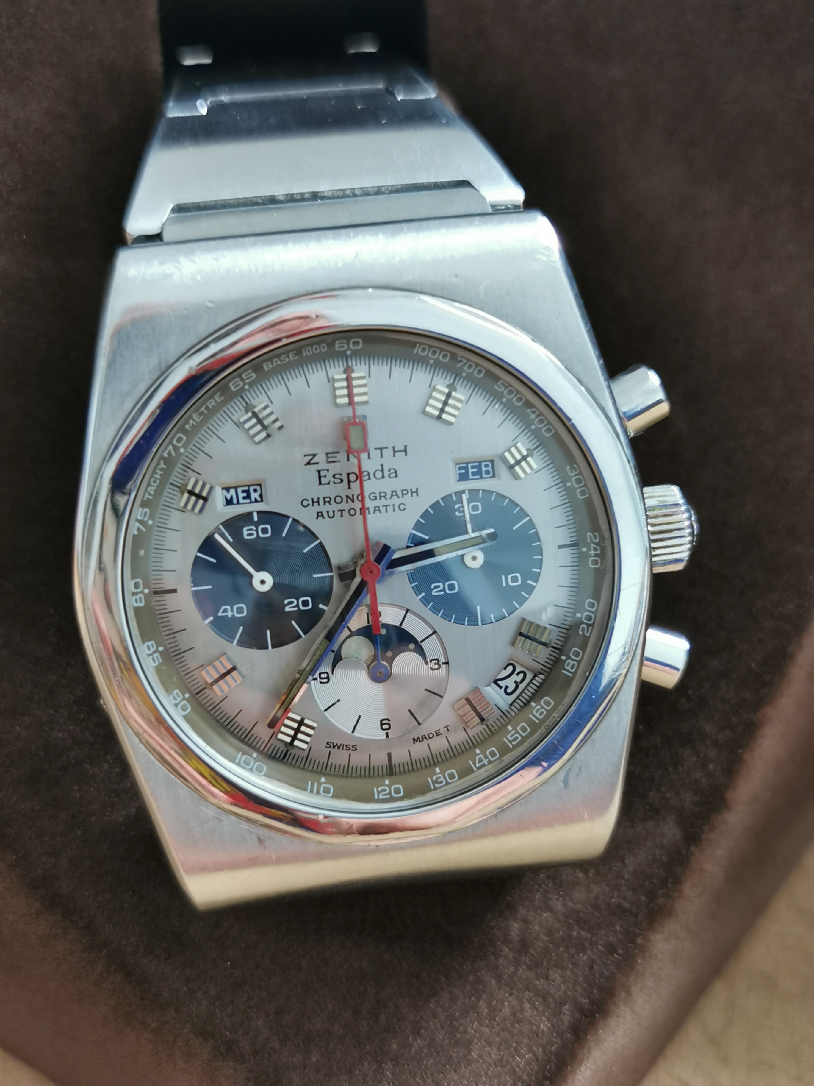 Zenith El Primero Espada El Primero Espada 01.0040.418 steel 38 x 44 caliber 3019PHF chrono moon phases full set | San Giorgio a Cremano