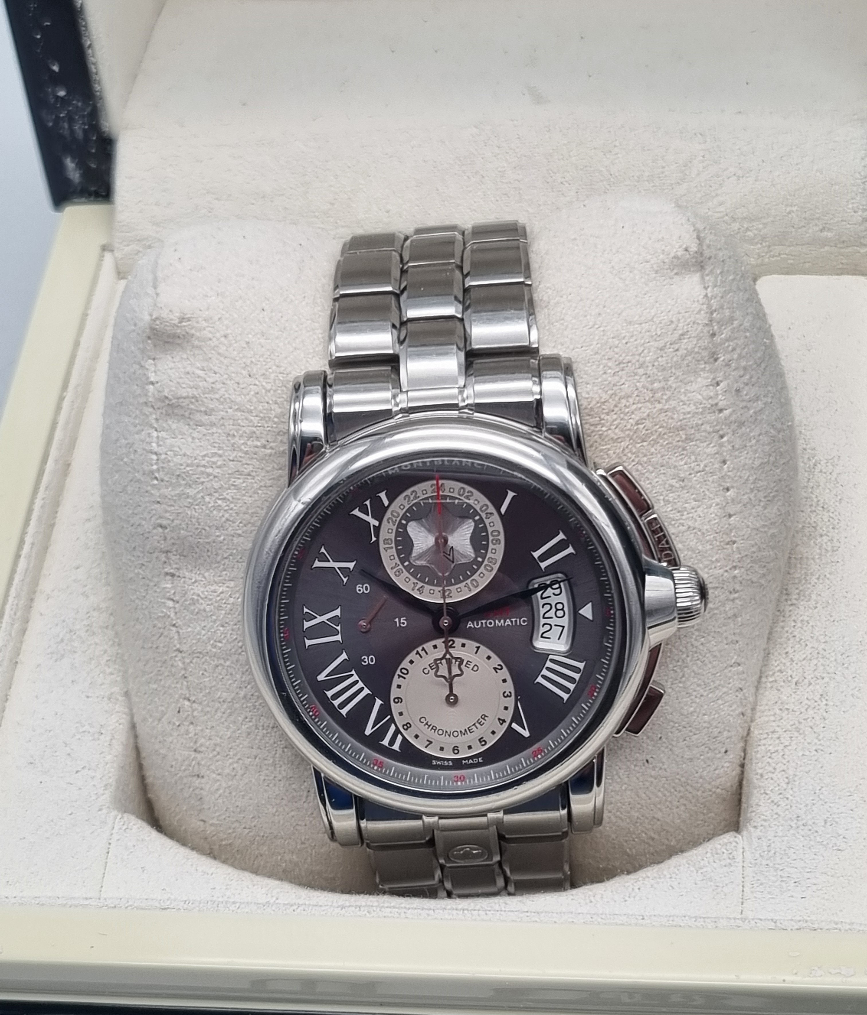 Montblanc Star Star Chrono GMT Limited Edition 1906 Steel 42 Gray Roman 36908 Men Booklet And Box