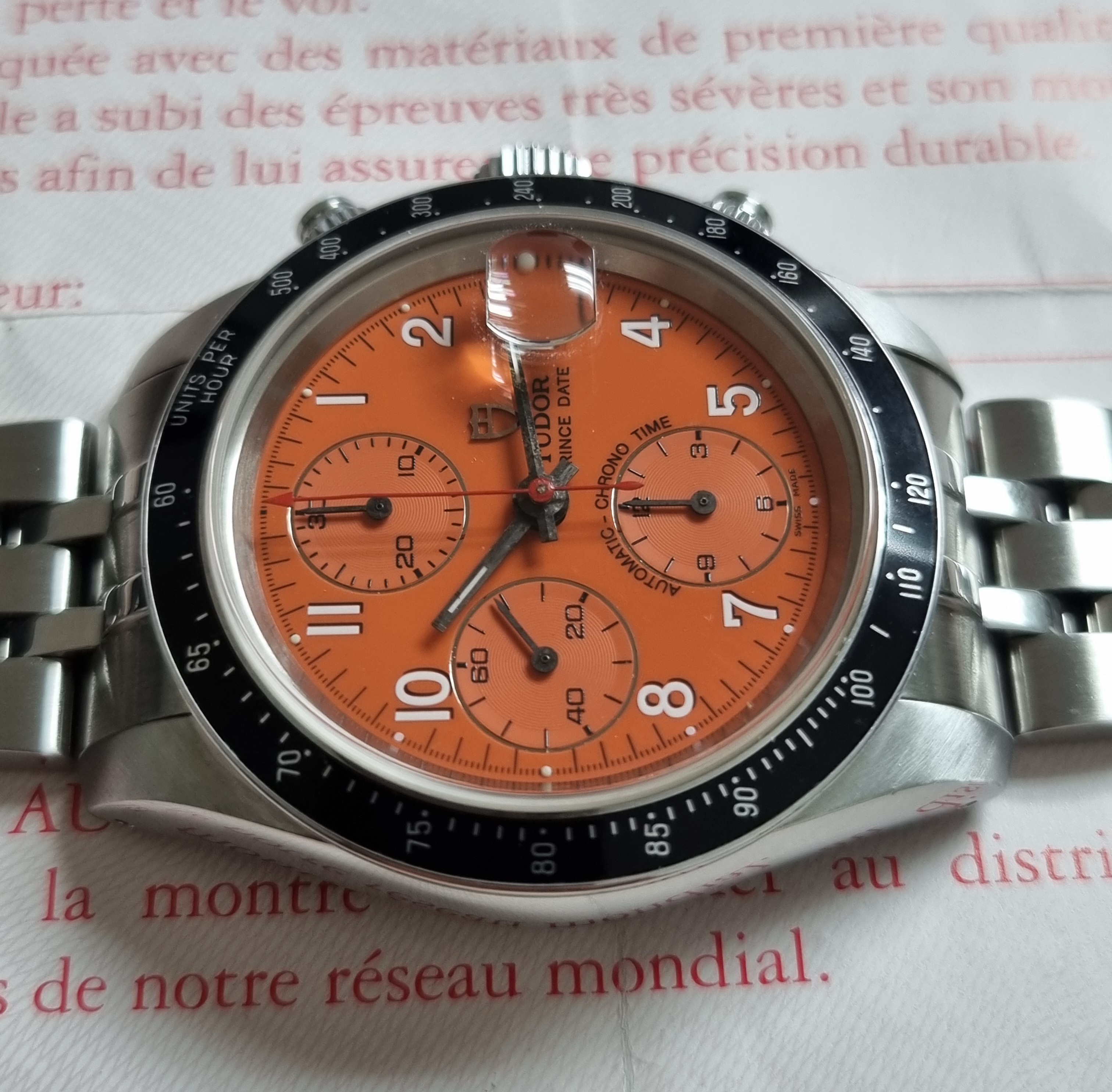 Tudor Chronautic Prince Date 79260 Steel 40 Mm Orange Dial Automatic Bracelet Paper 2001 Top Condition | San Giorgio a Cremano