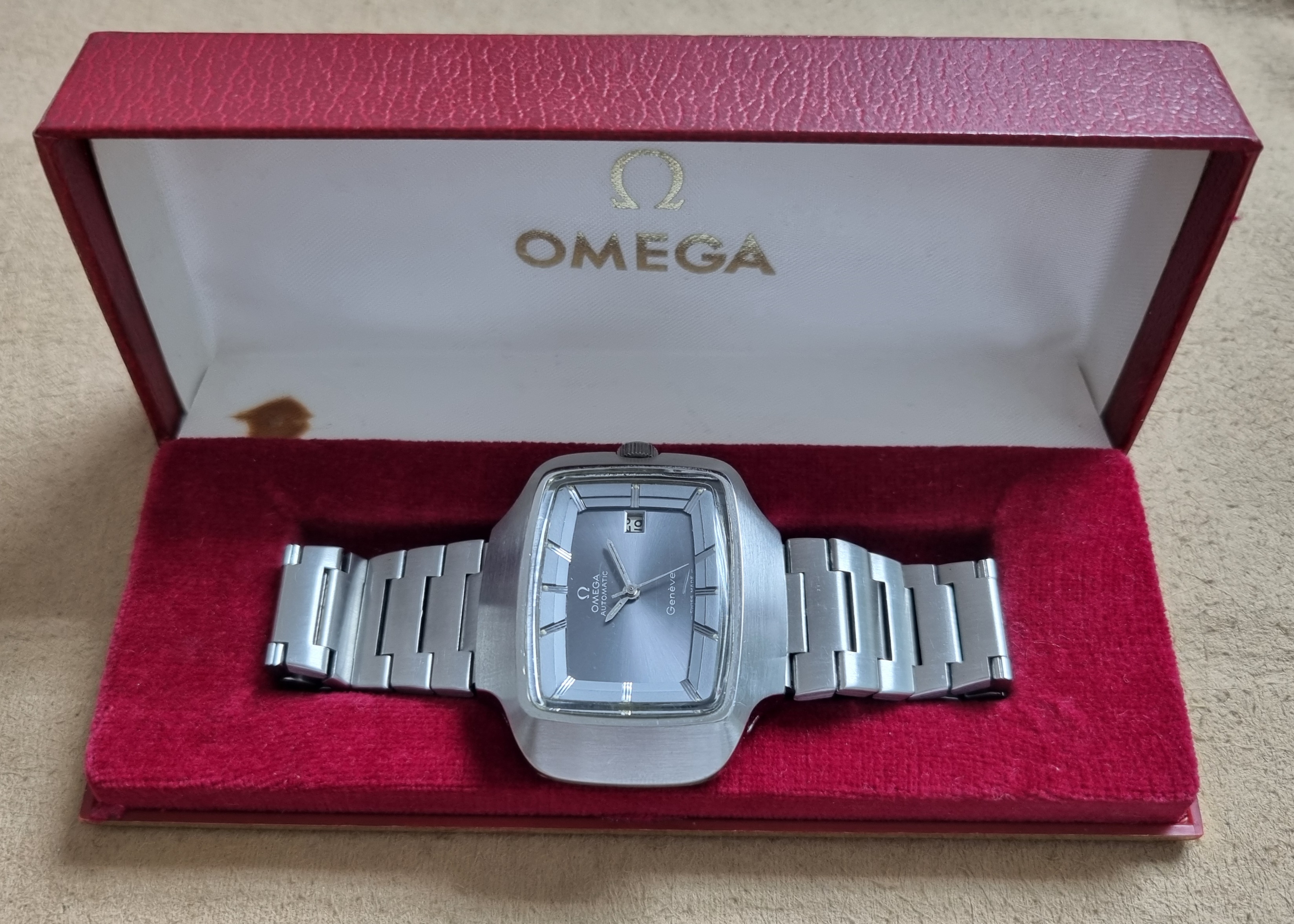 Omega Genève Genève 166.0123  "TV Case" Steel 45x38 Mm Automatic Caliber 1481 Just Serviced - Box