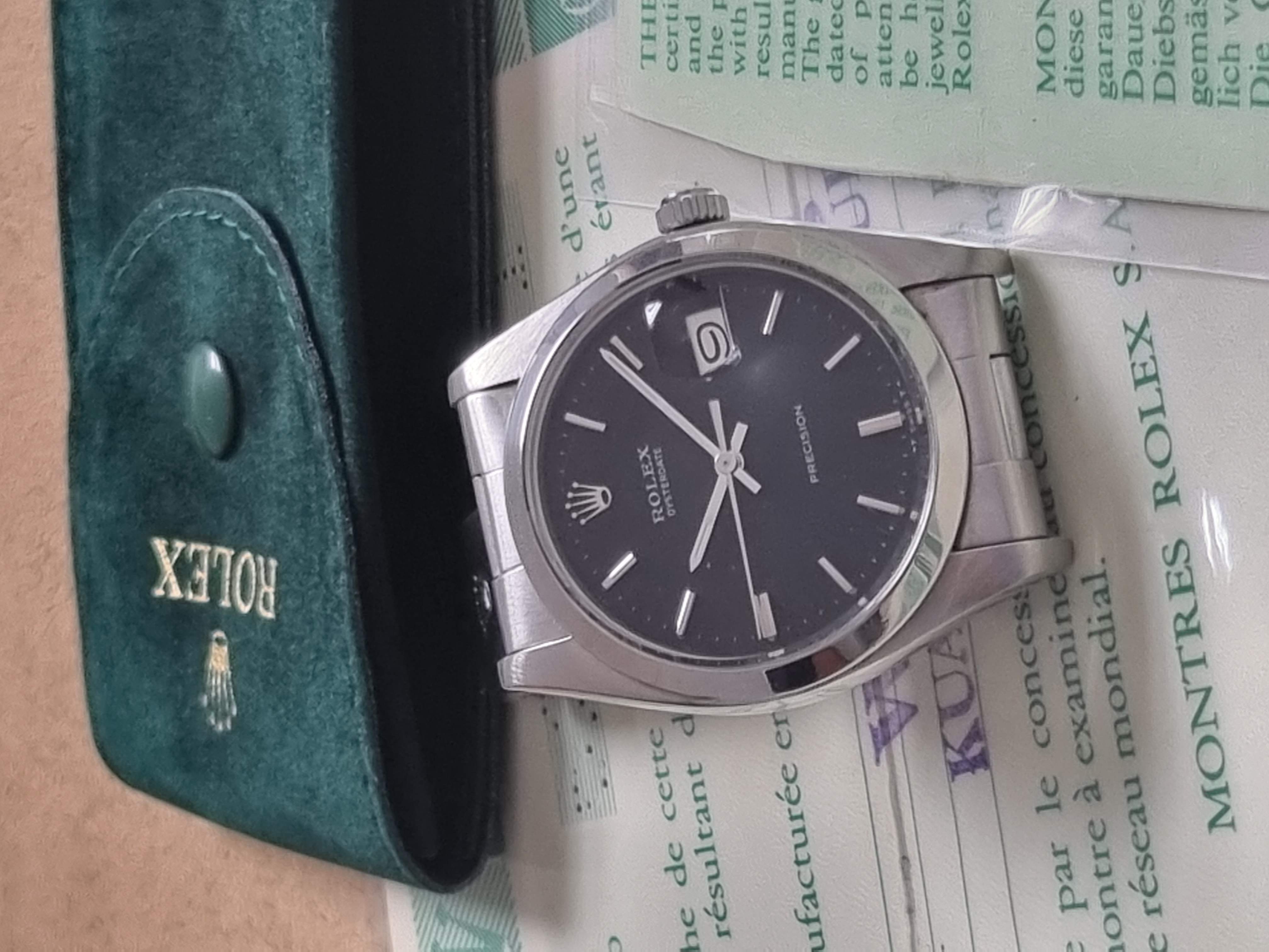 Rolex Oyster Precision Oysterdate Precision Oyster Date 6694 Steel Mm 34 Matte Black Dial Oyster Bracelet Manual Winding Warranty 1986 | San Giorgio a Cremano