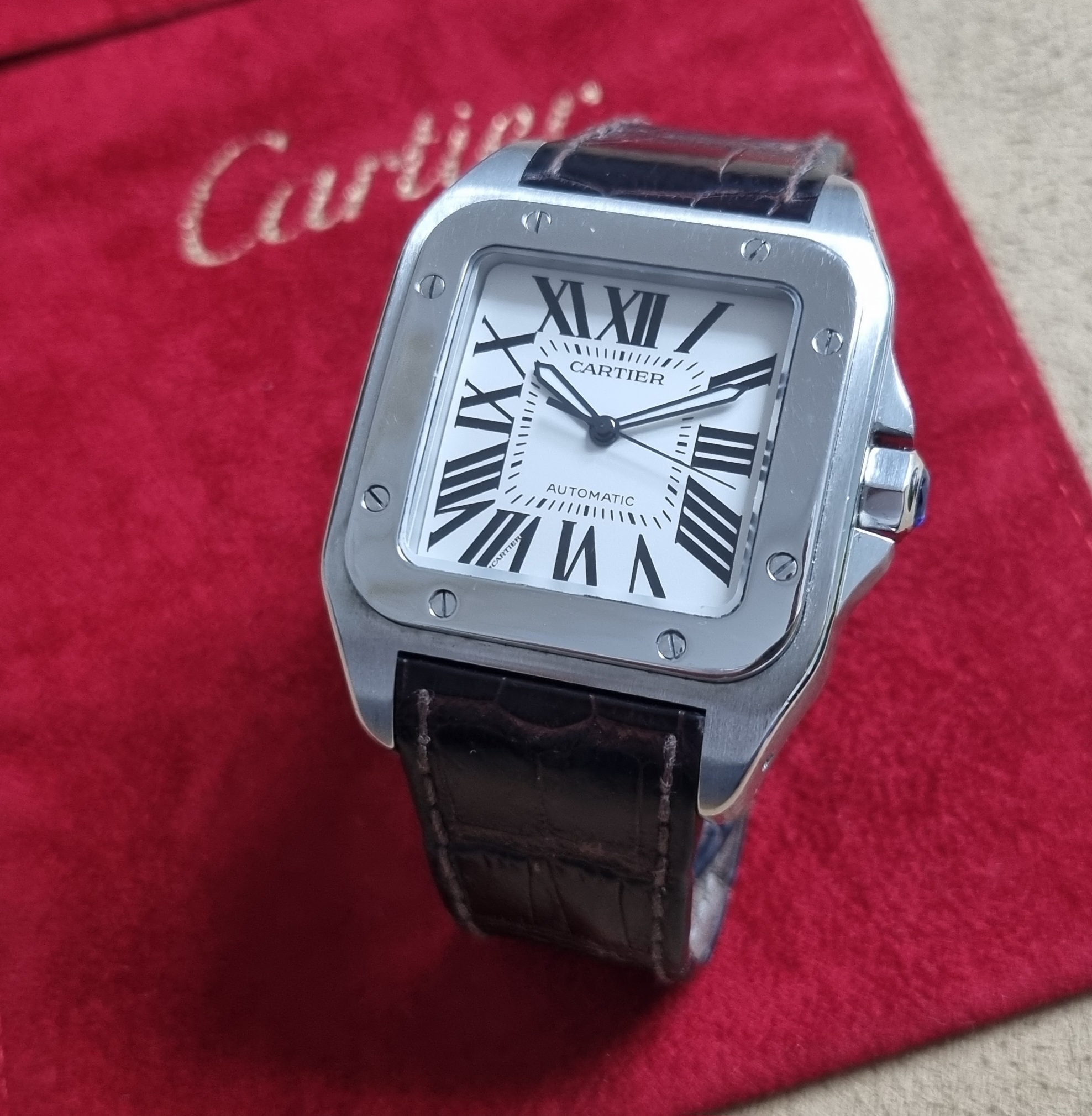 Cartier Santos 100 Santos 100 2656 Santos 100 XL 38mm white roman numeral dial in good condition
